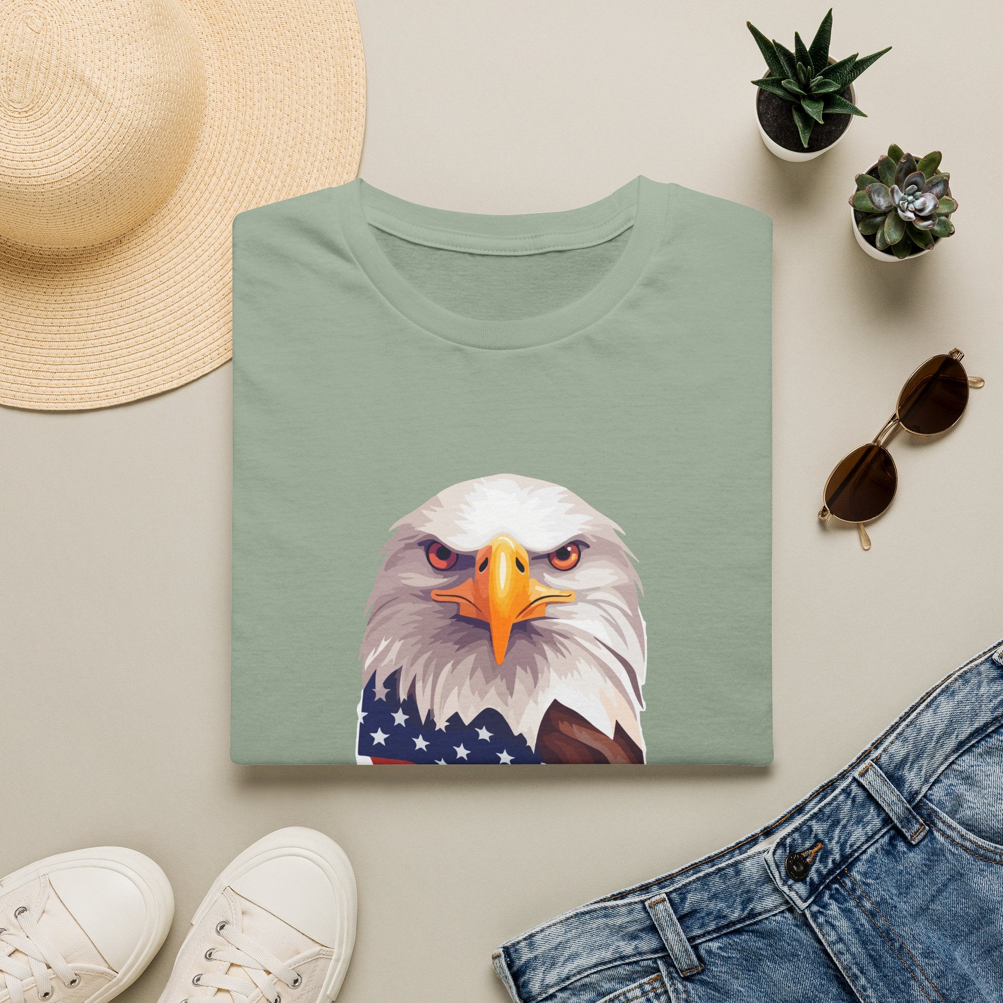 Eagle Head American Flag T-Shirt — Patriotic Bald Eagle Tee