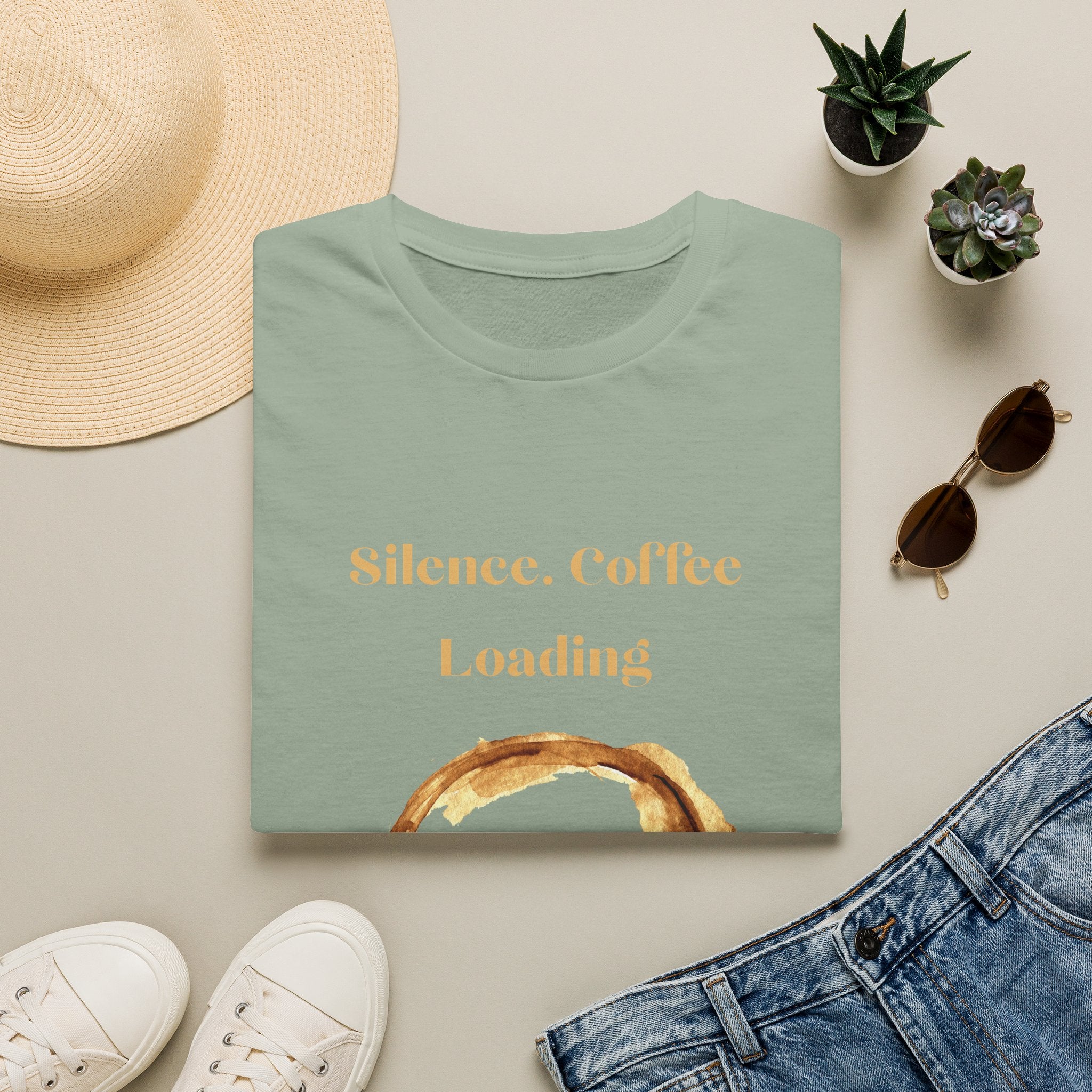 Silence. Coffee Loading T‑Shirt — Funny Coffee Lover Tee