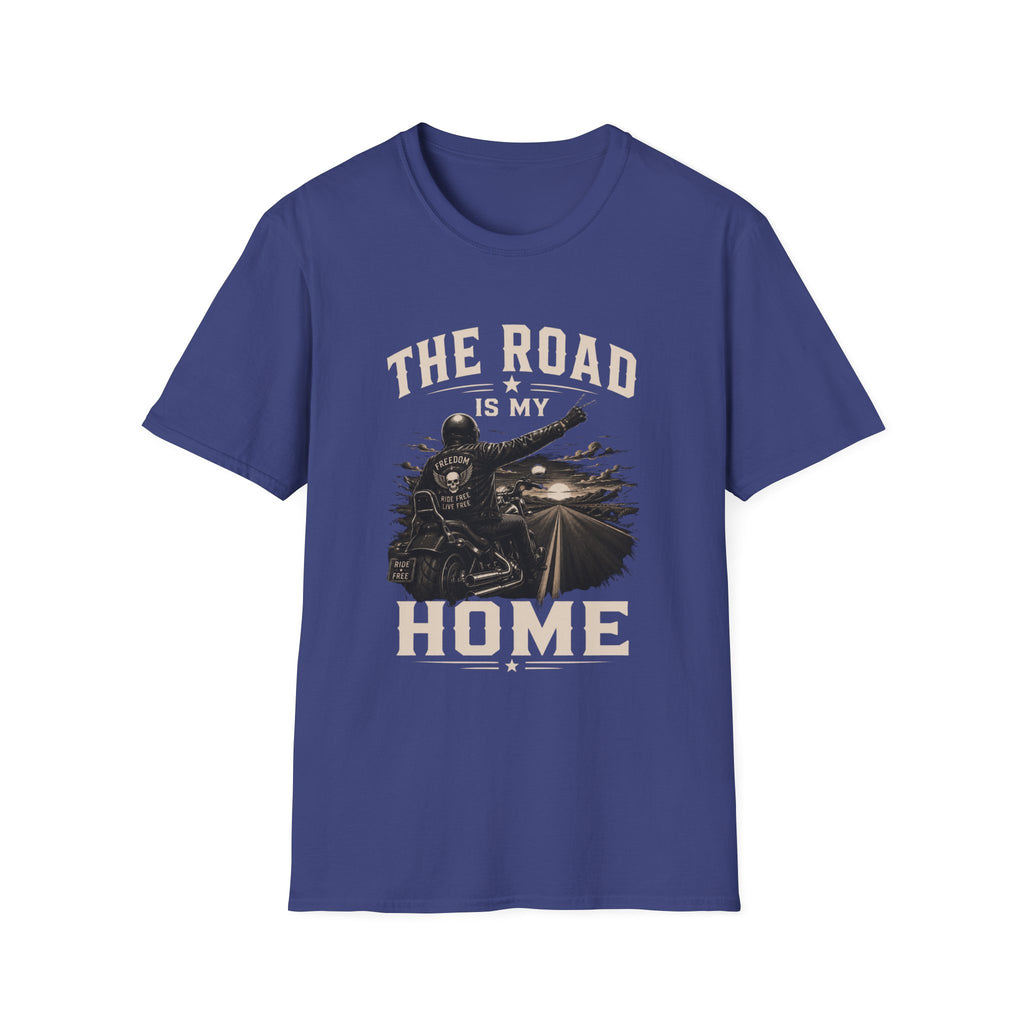 Road Is My Home Motorcycle T-Shirt — Vintage Biker Travel Tee-  Vintage Freedom Design