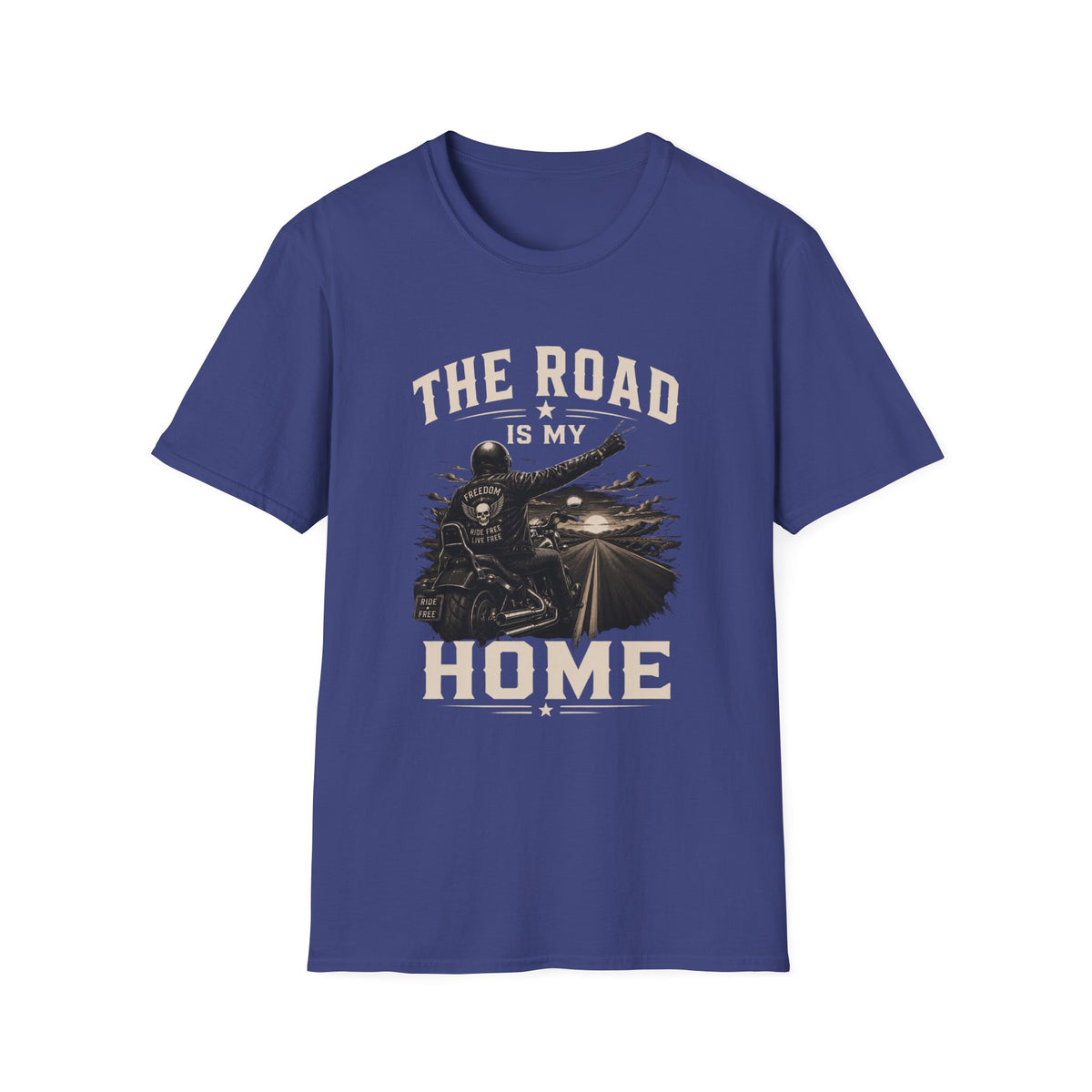 Road Is My Home Motorcycle T-Shirt — Vintage Biker Travel Tee-  Vintage Freedom Design