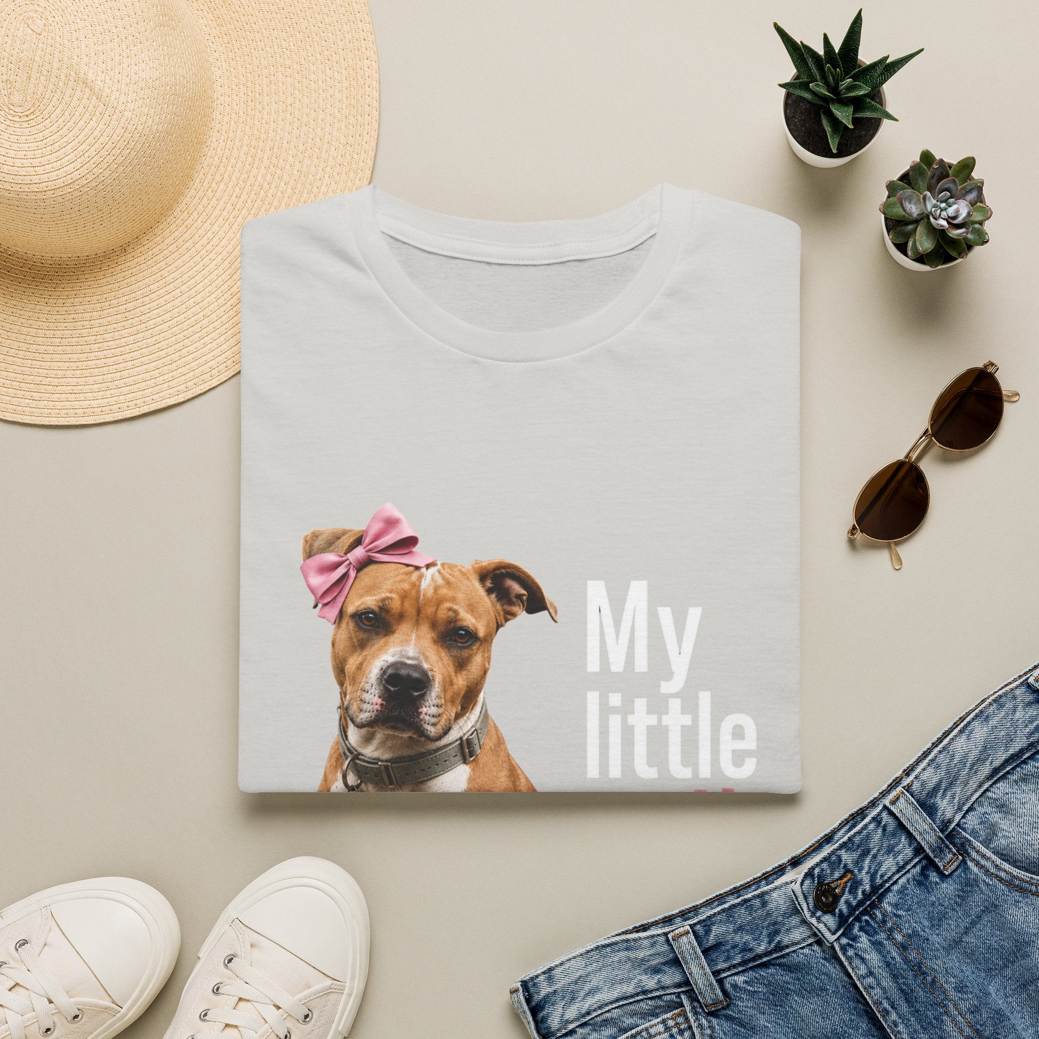 My Little Girl Dog T-Shirt — Cute Pet Mom Tee with Bow & Paw Print