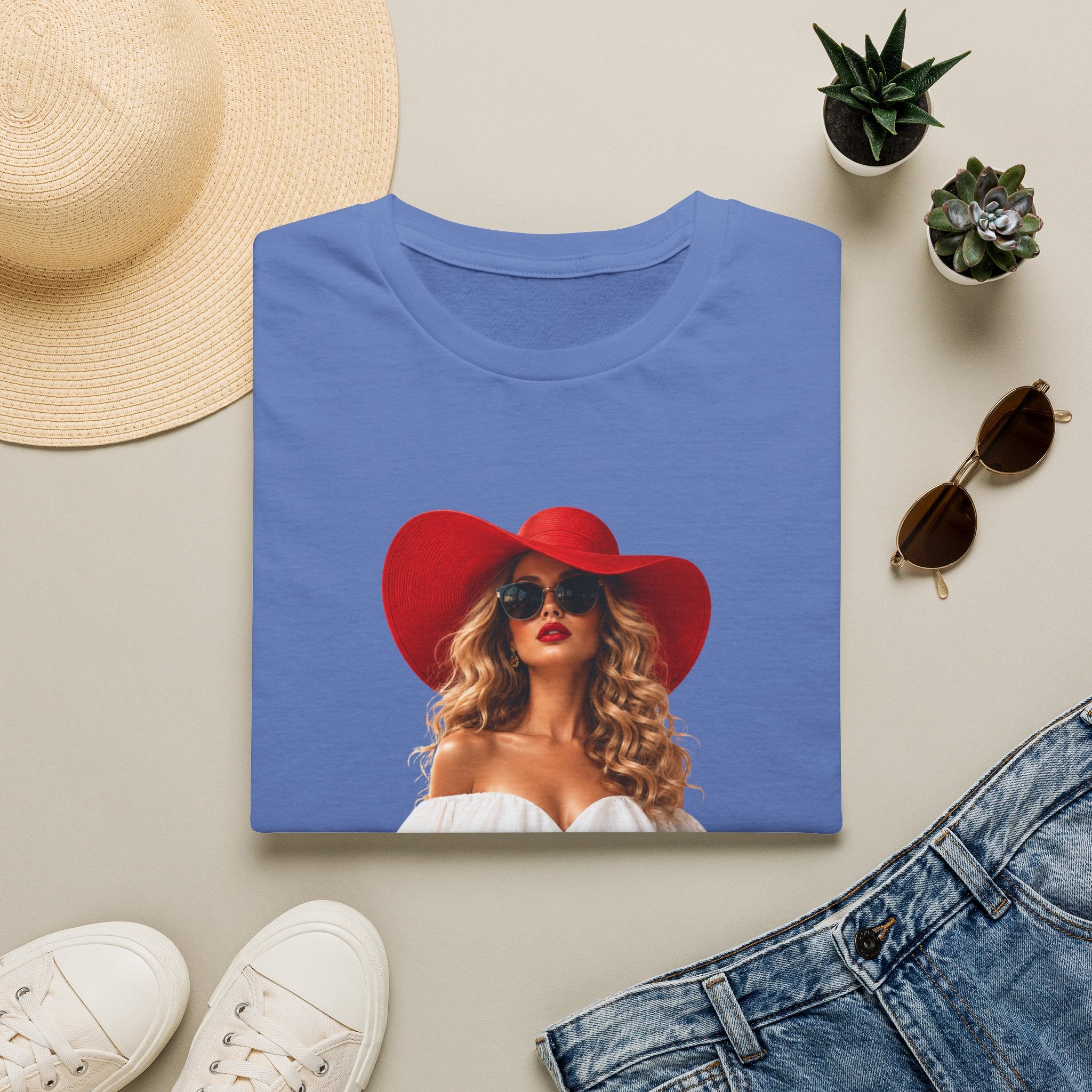 Woman in Red Graphic Tee — "Lady in Red" Vintage Glam Fashion Shirt