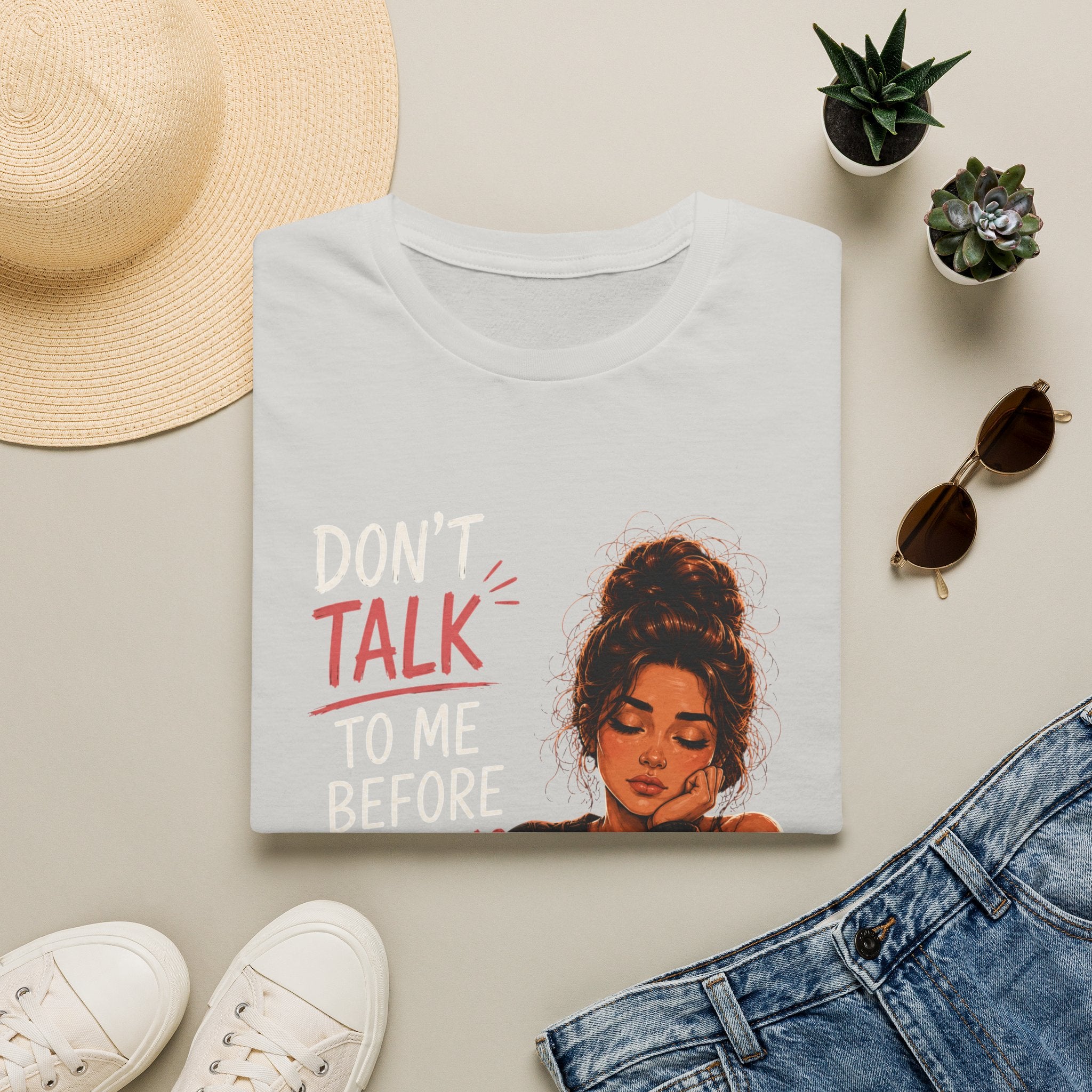 Don’t Talk To Me Before Morning Coffee T-Shirt — Funny Coffee Lover Tee  Women's Design