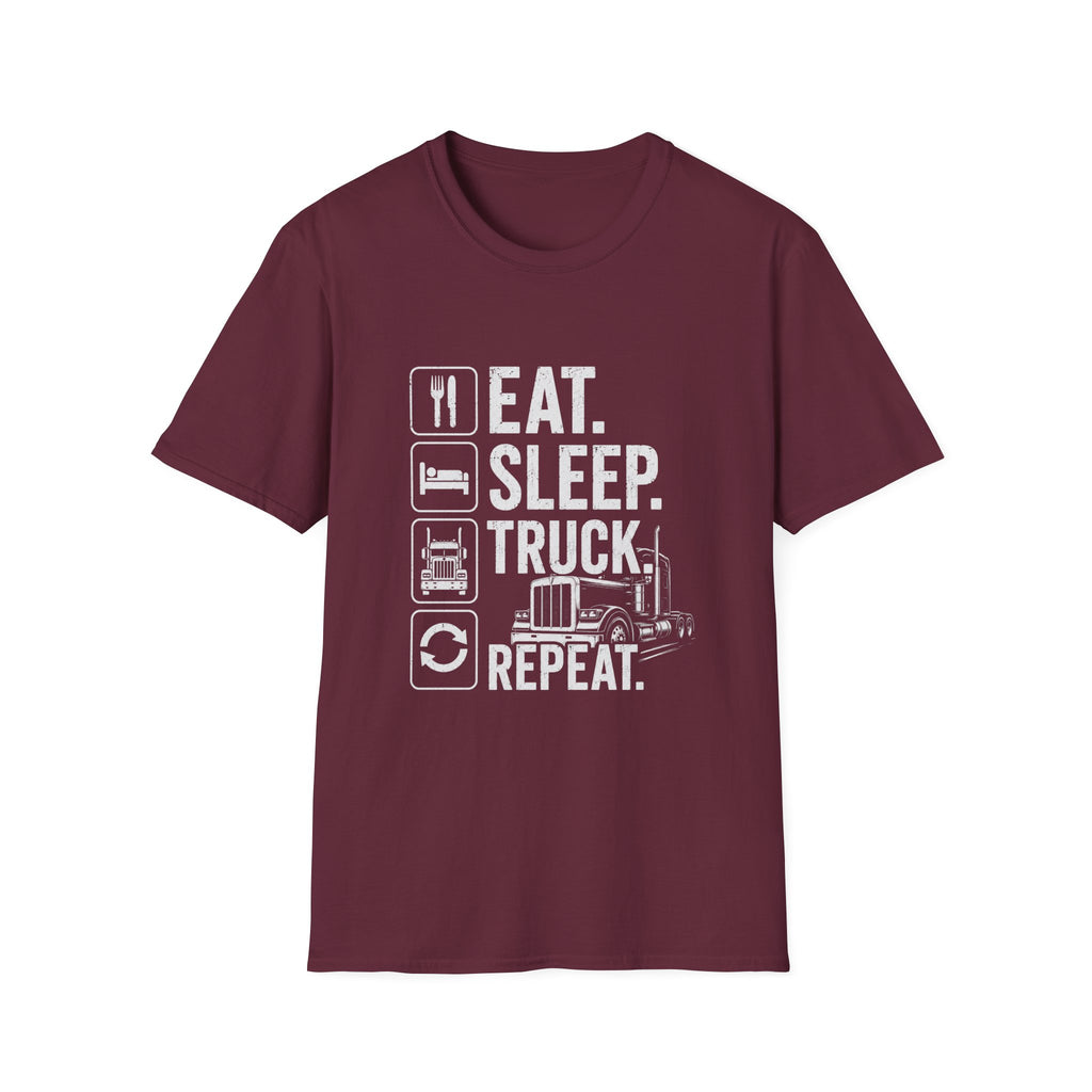 Eat. Sleep. Truck. Repeat. T-Shirt — Trucker Life Graphic Tee - Funny Truck Driver Lifestyle Design