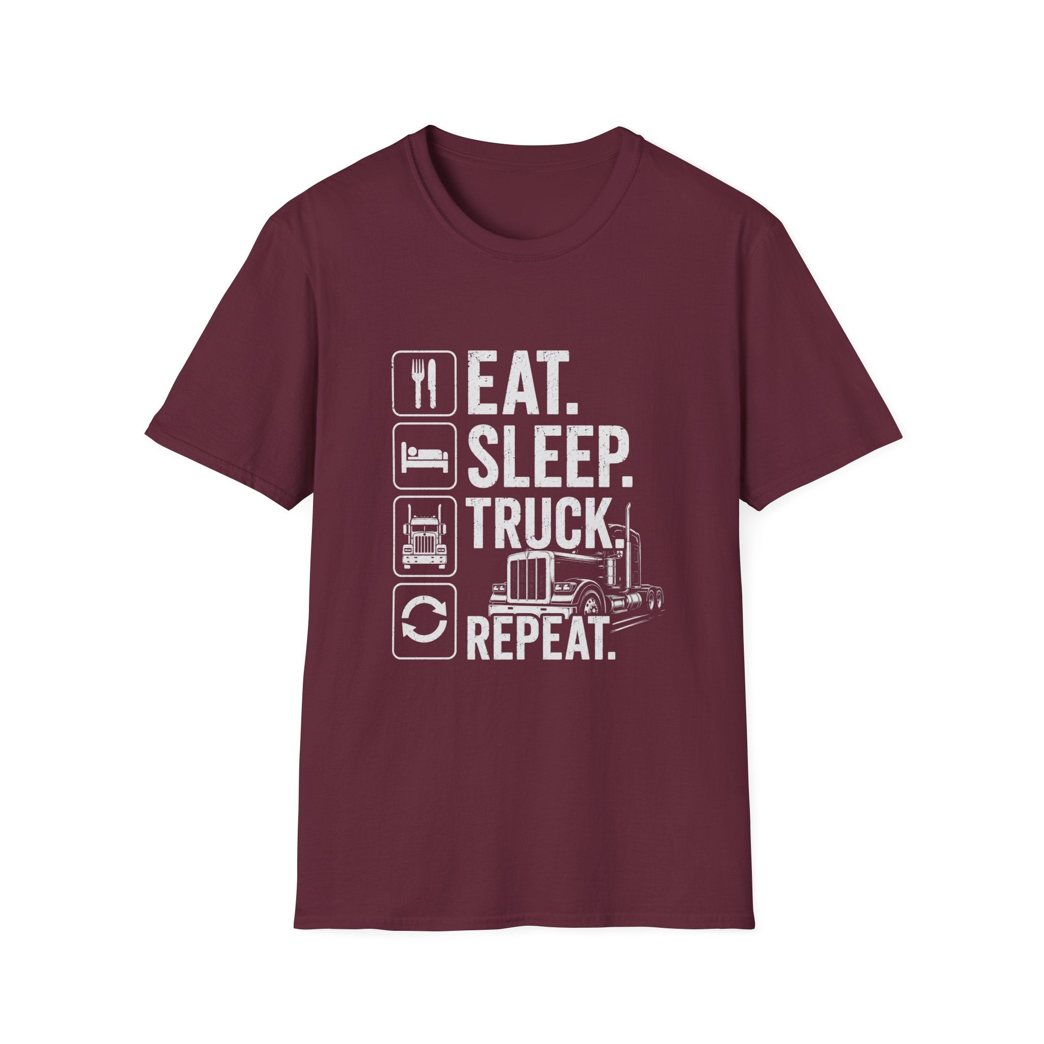 Eat. Sleep. Truck. Repeat. T-Shirt — Trucker Life Graphic Tee - Funny Truck Driver Lifestyle Design
