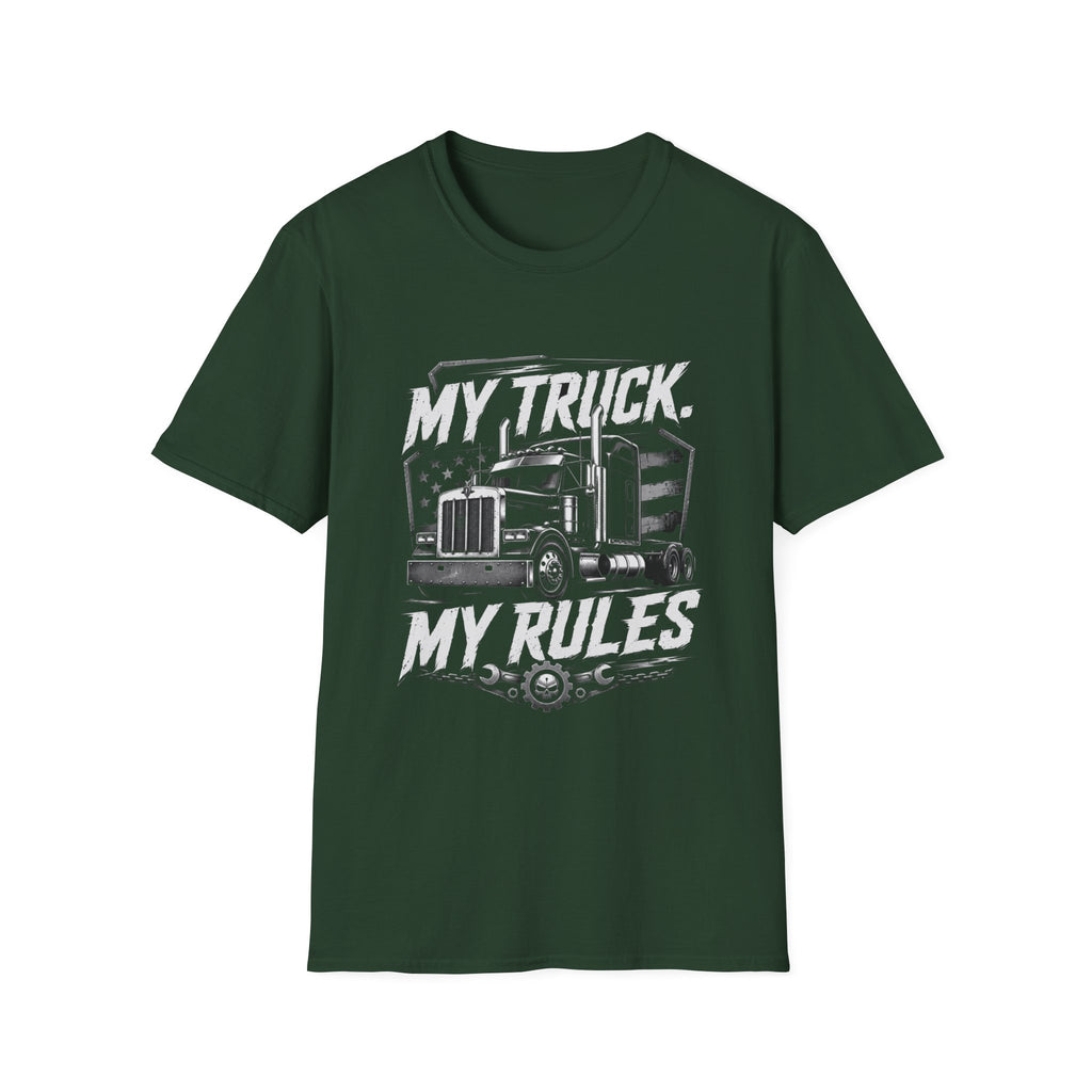 Trucker Tee — “My Truck. My Rules.” Graphic T-Shirt for Truck Drivers & Enthusiasts - American Truck Driver Vintage Design