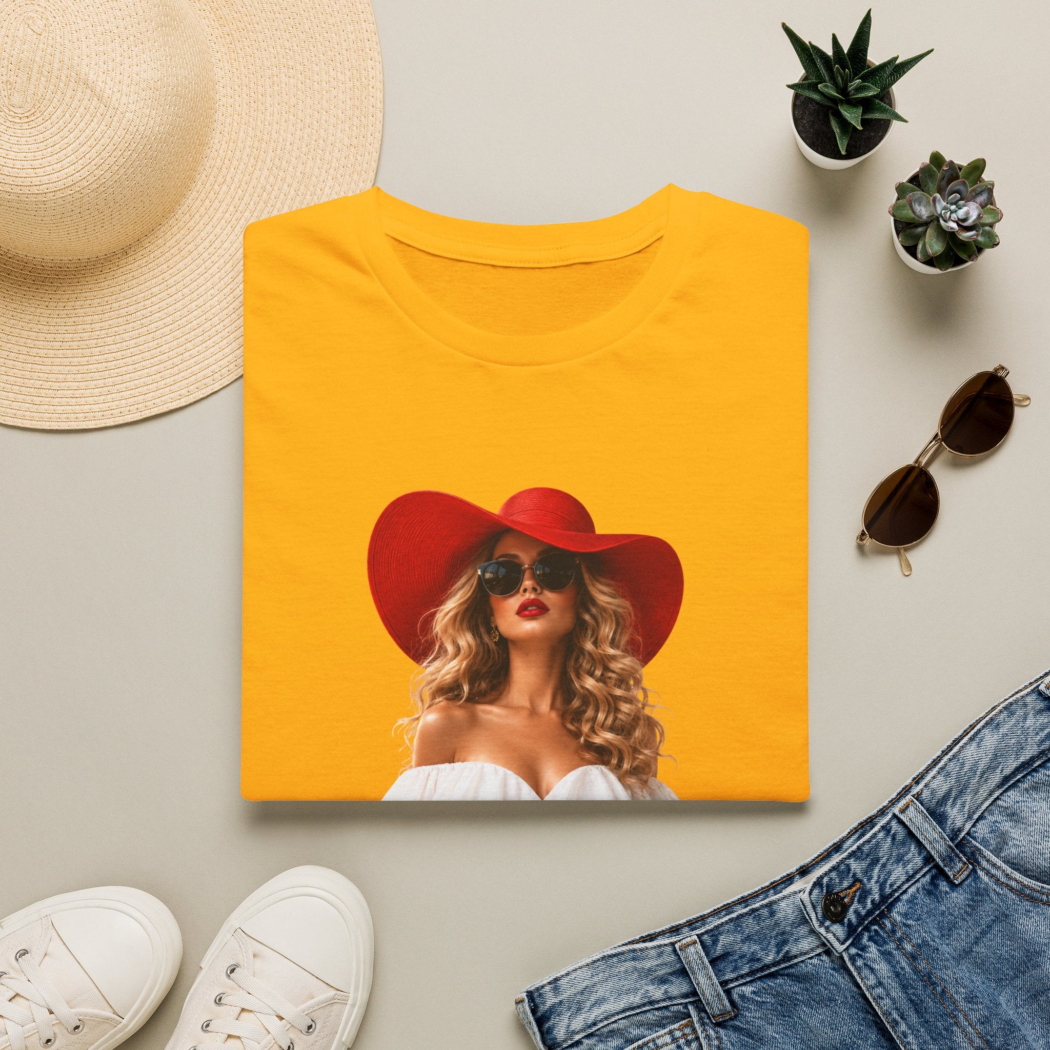 Woman in Red Graphic Tee — "Lady in Red" Vintage Glam Fashion Shirt