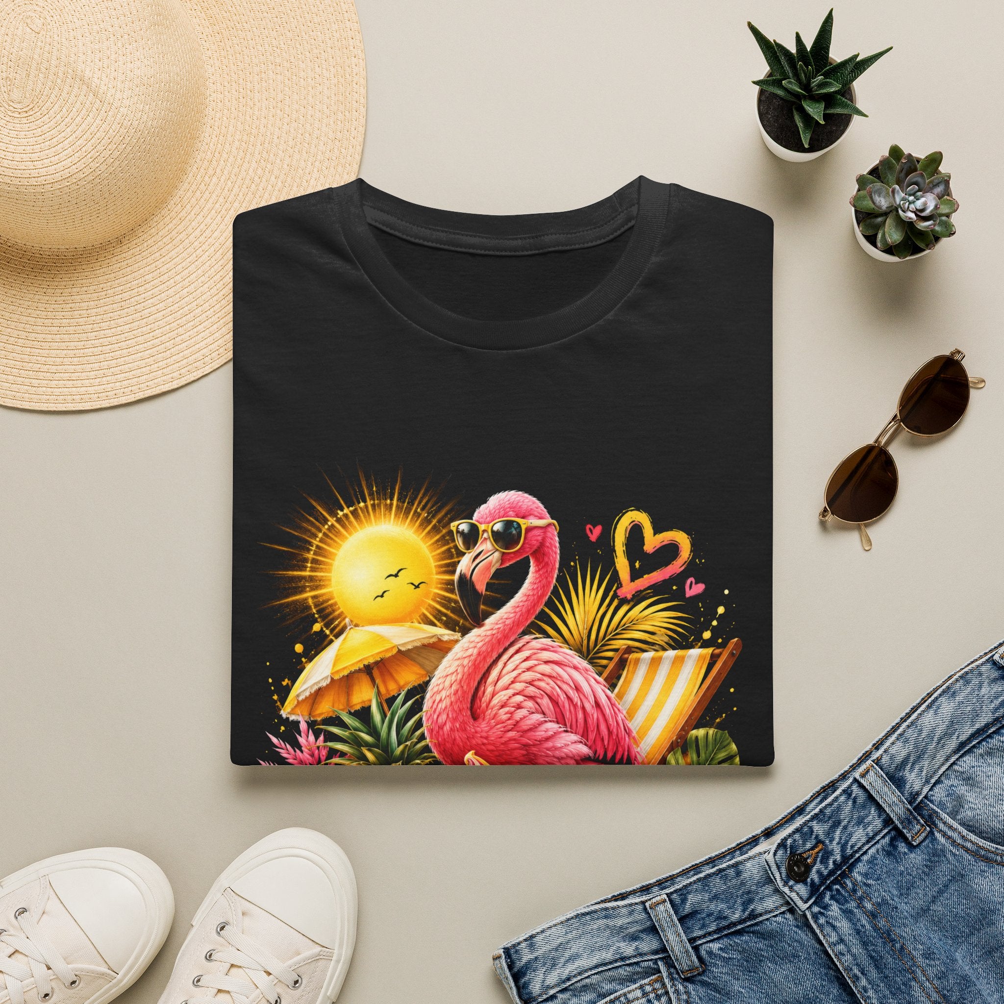 Summer Flamingo T-Shirt — Tropical Sunset Beach Graphic Tee