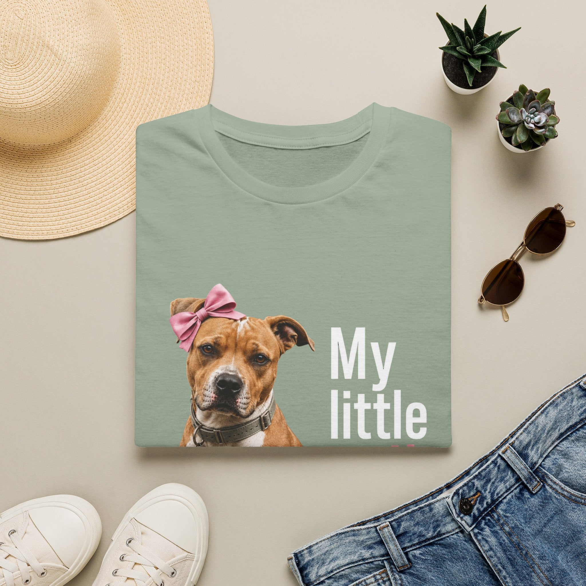 My Little Girl Dog T-Shirt — Cute Pet Mom Tee with Bow & Paw Print