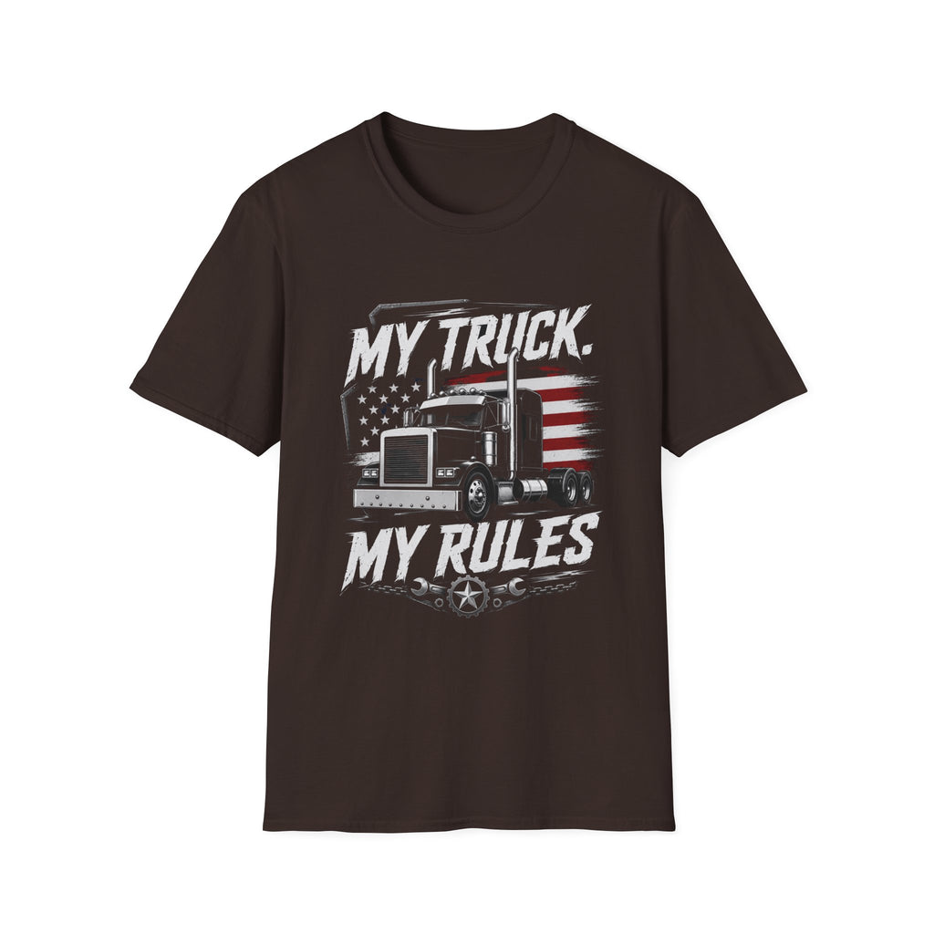 My Truck My Rules T‑Shirt — Patriotic Semi Truck Driver Tee - American Truck Driver Vintage Design