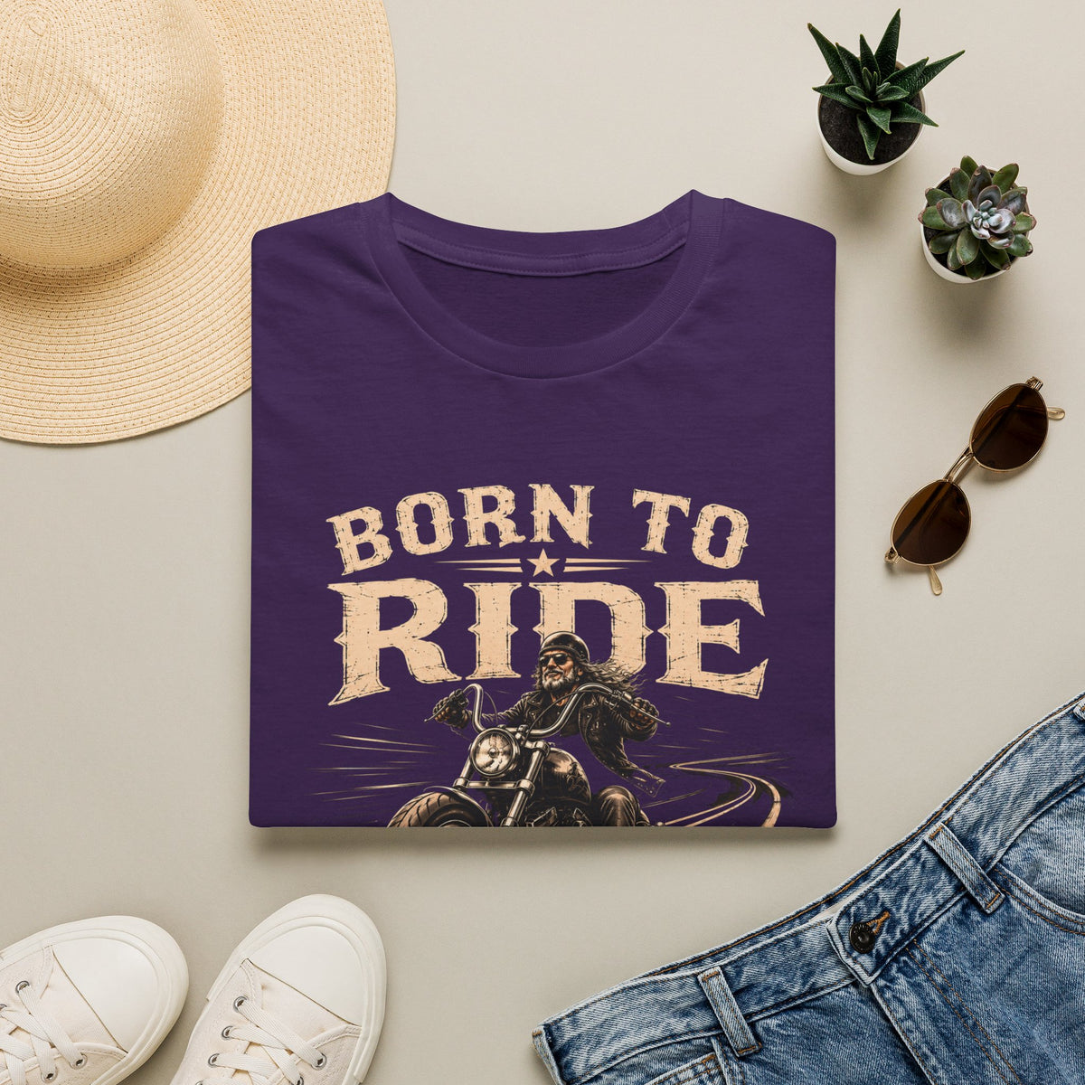 Born to Ride — Life to Ride -   Motorcycle T-Shirt - Vintage Motorcycle Rider Freedom Design