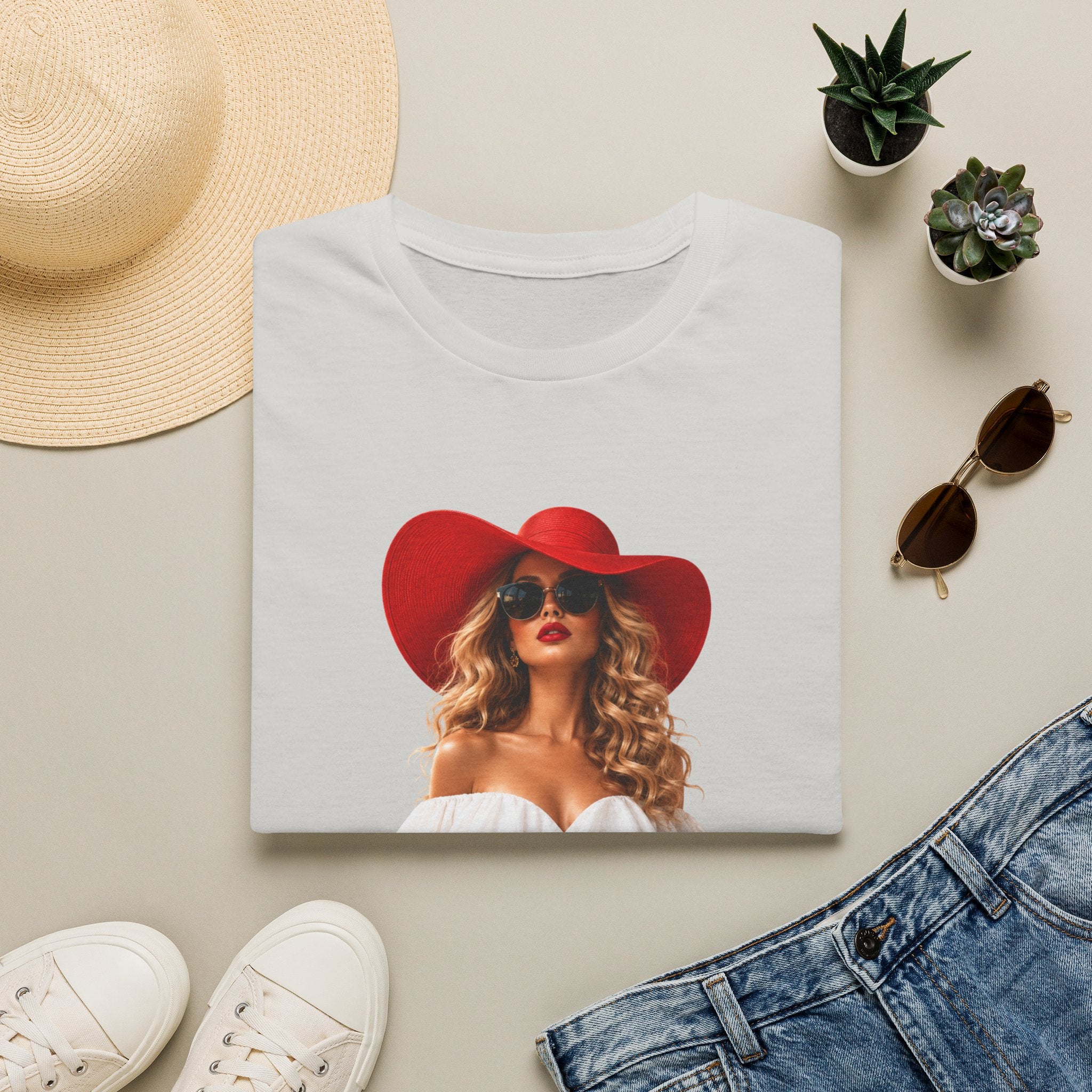 Woman in Red Graphic Tee — "Lady in Red" Vintage Glam Fashion Shirt