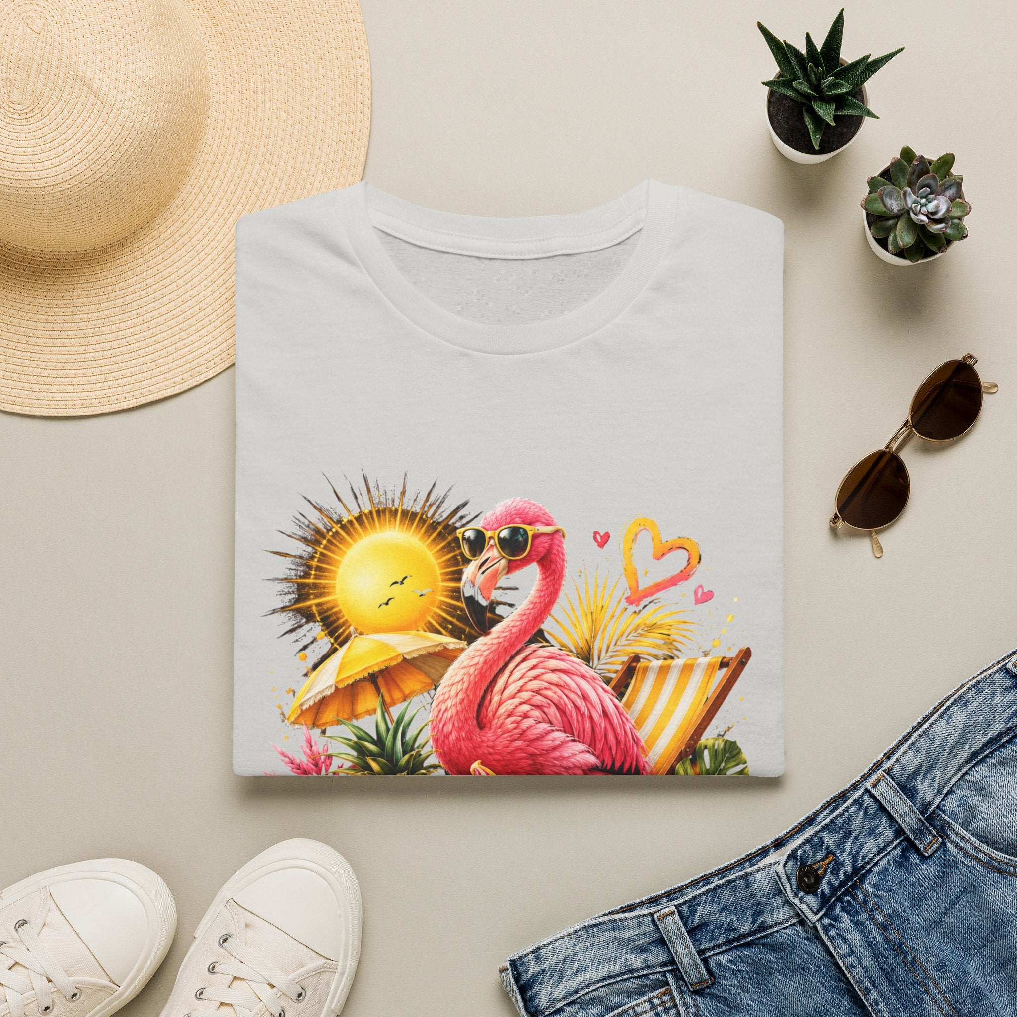 Summer Flamingo T-Shirt — Tropical Sunset Beach Graphic Tee