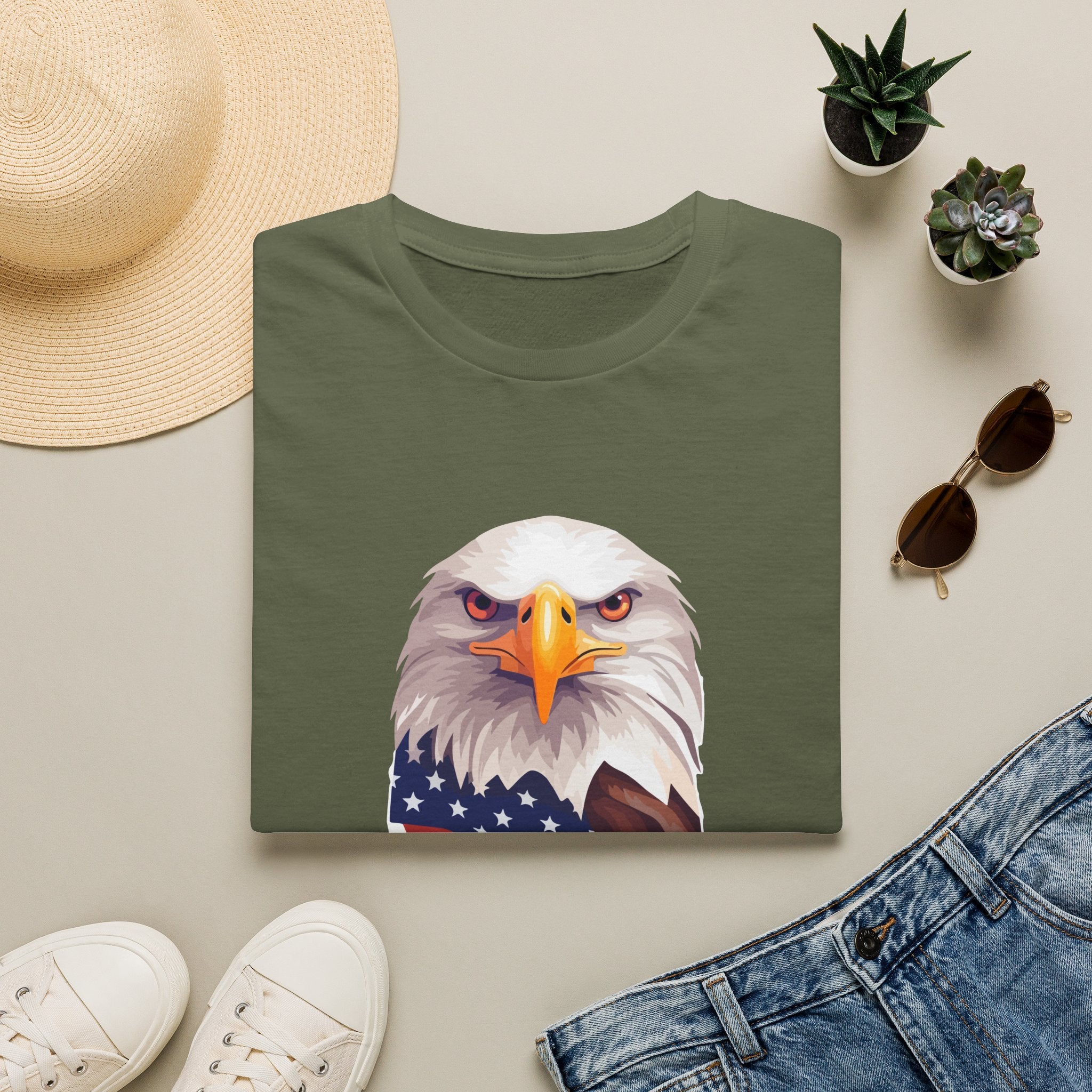 Eagle Head American Flag T-Shirt — Patriotic Bald Eagle Tee