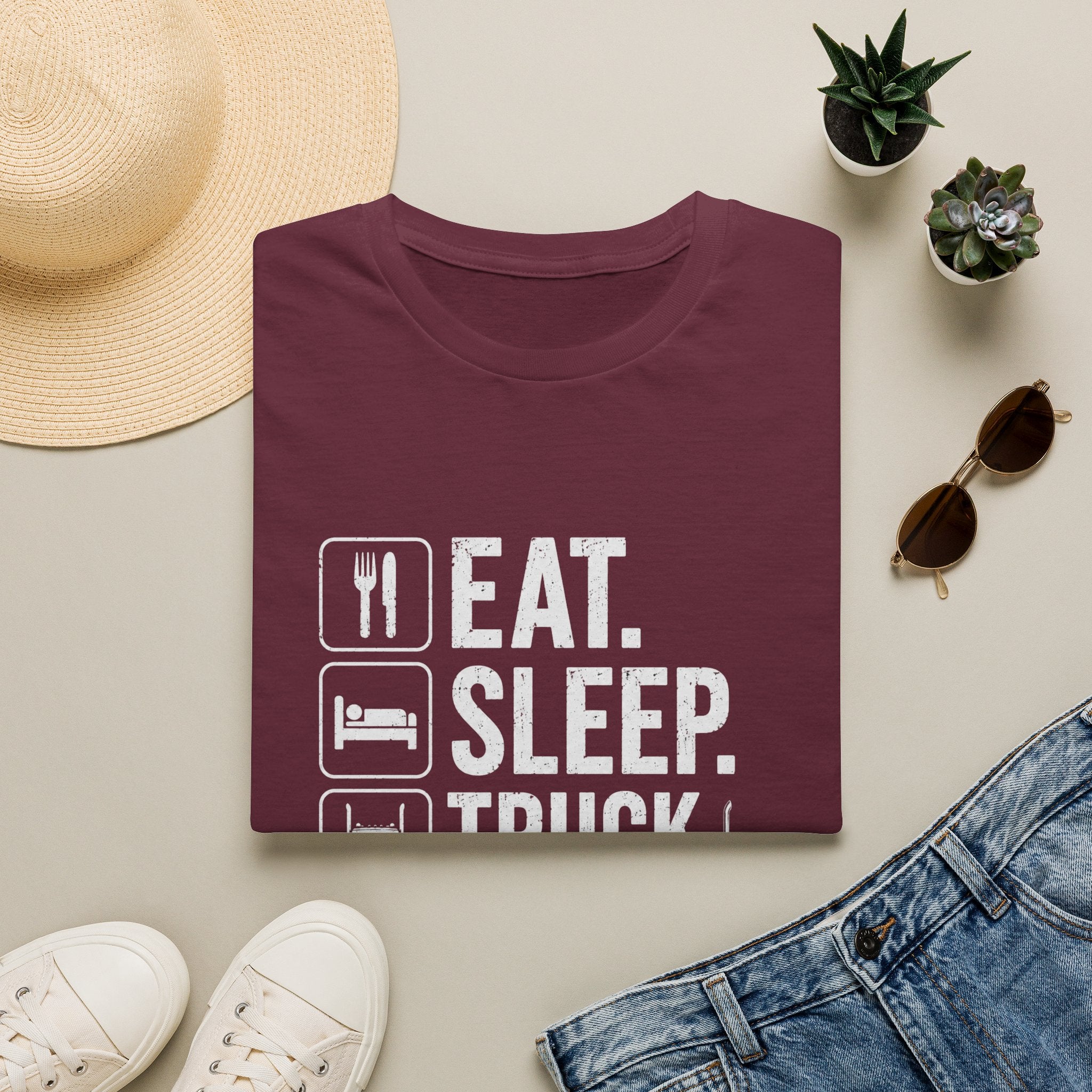 Eat. Sleep. Truck. Repeat. T-Shirt — Trucker Life Graphic Tee - Funny Truck Driver Lifestyle Design