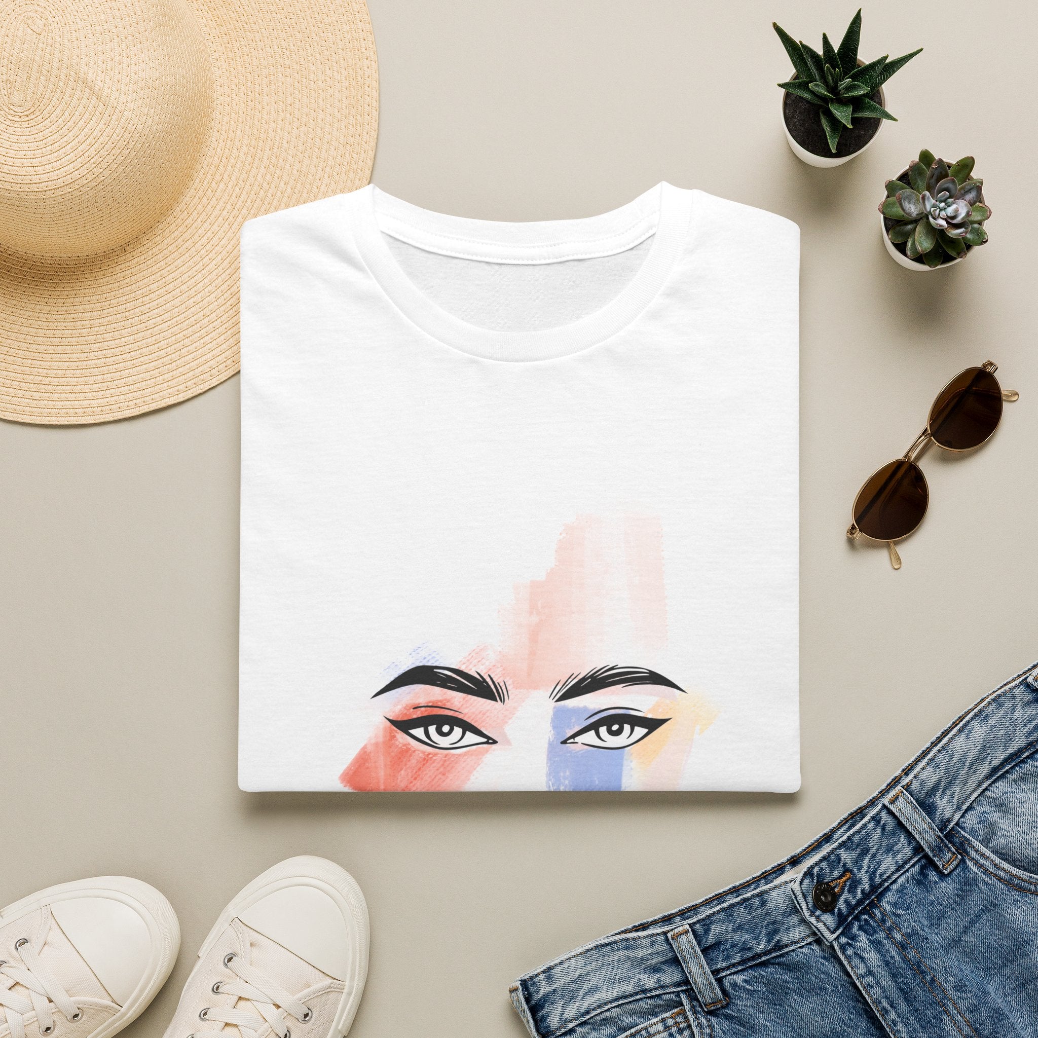 Abstract Painted Face T-Shirt — "Queen of Life" Artistic Graphic Tee