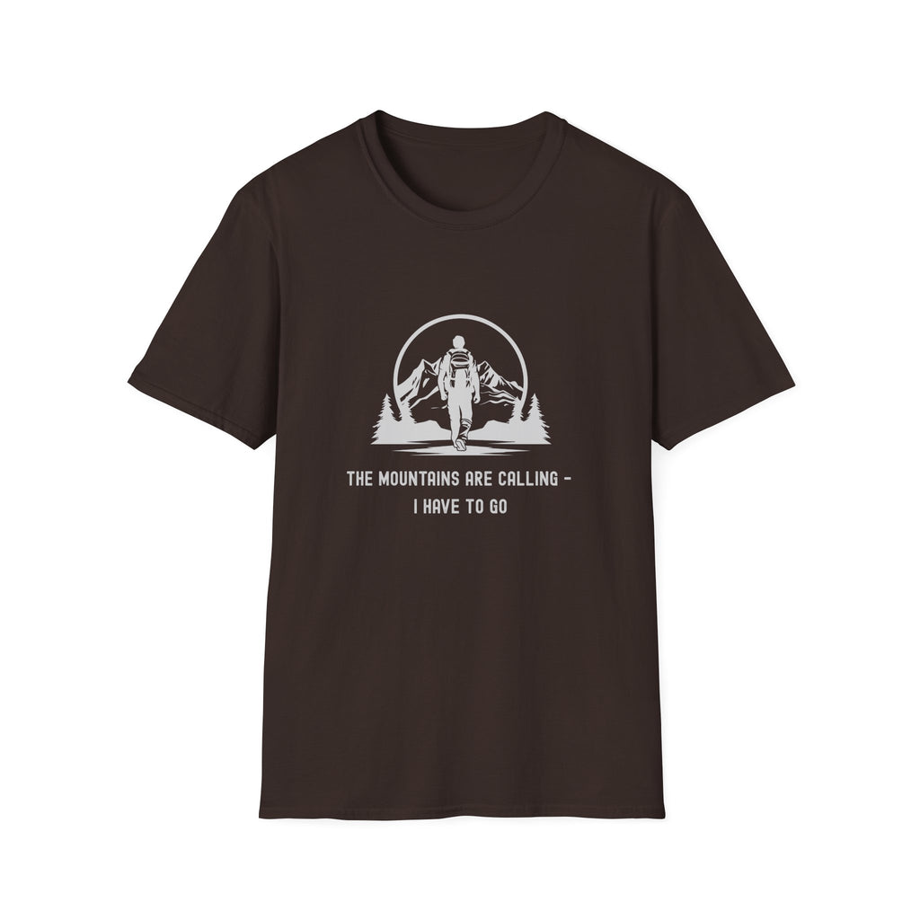 Astronaut Hiking T-Shirt — “The Mountains Are Calling” Adventure Tee