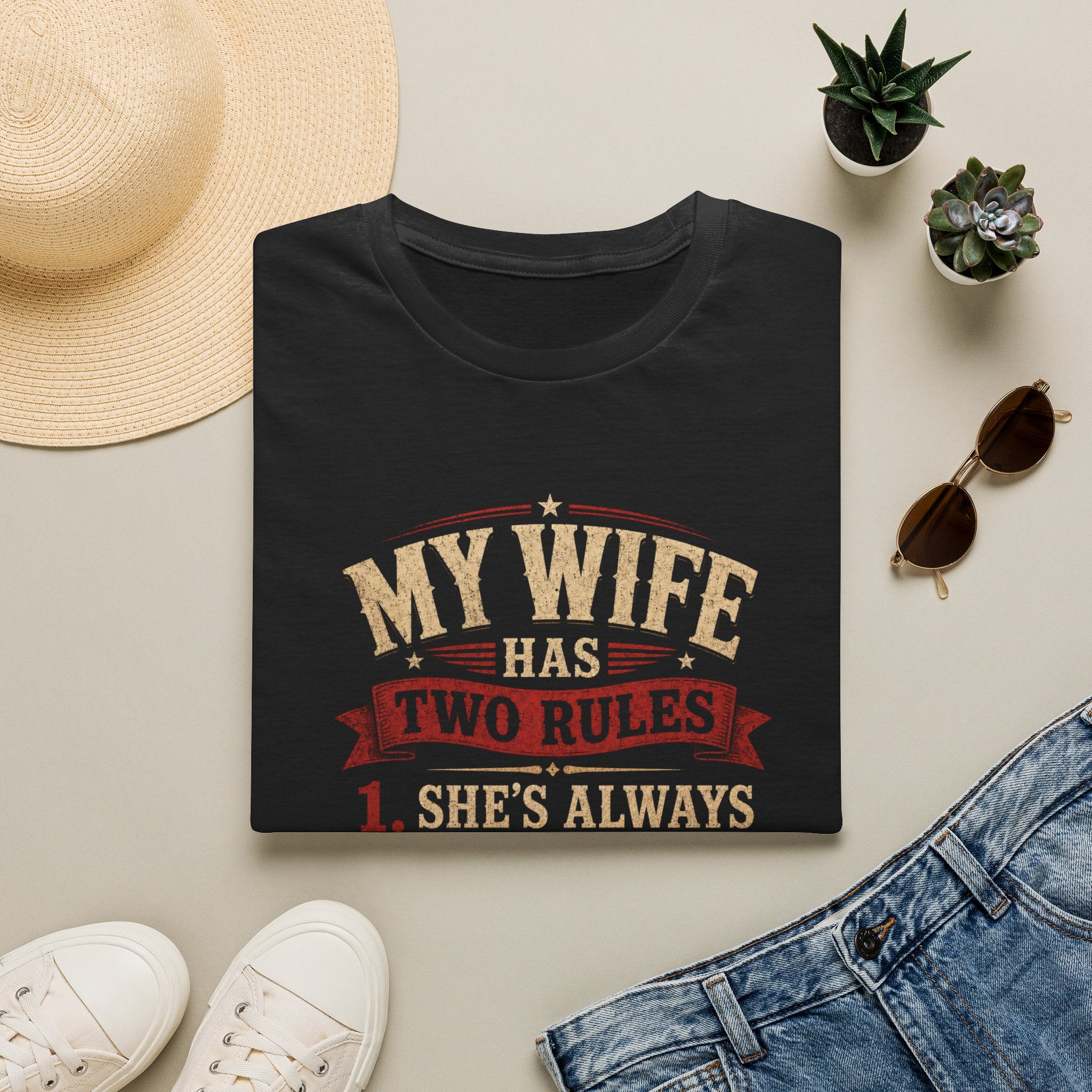 “My Wife Has Two Rules” Funny Couples Humor Tee -  Funny Marriage Humor Vintage Design