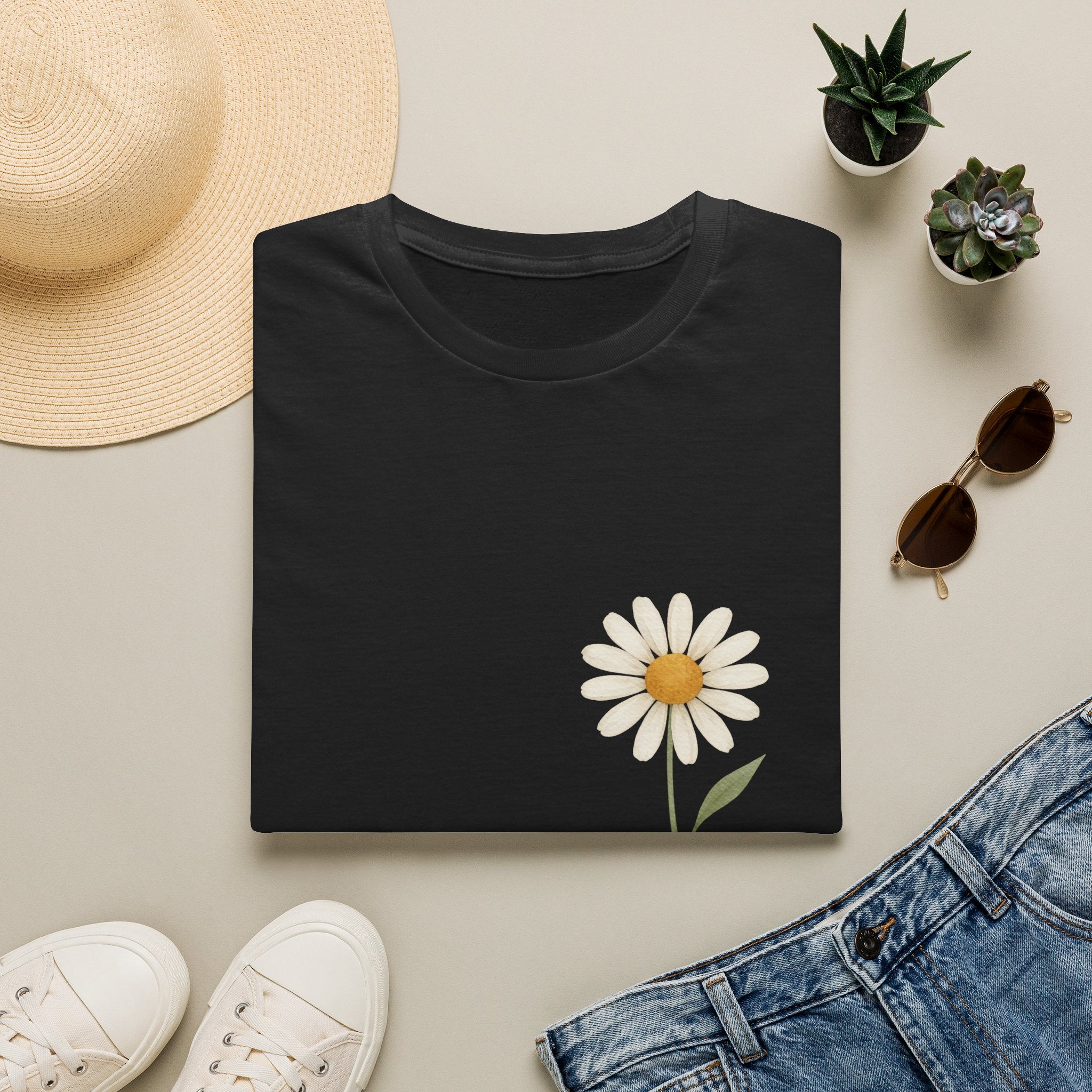 Daisy 'Be Yourself' T-Shirt — Minimal Floral Graphic Tee