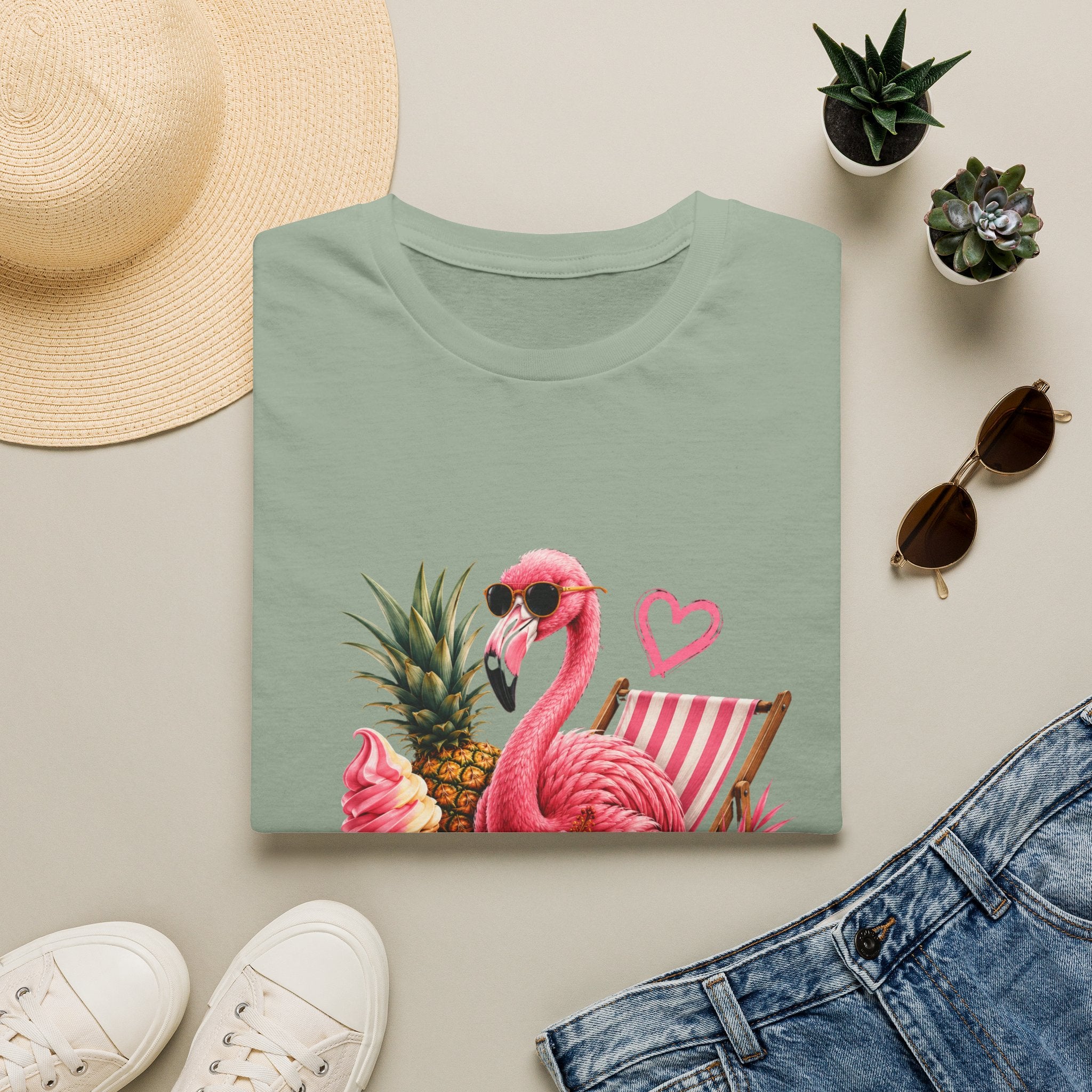 Flamingo Summer T-Shirt — Tropical Pineapple Beach Vibes