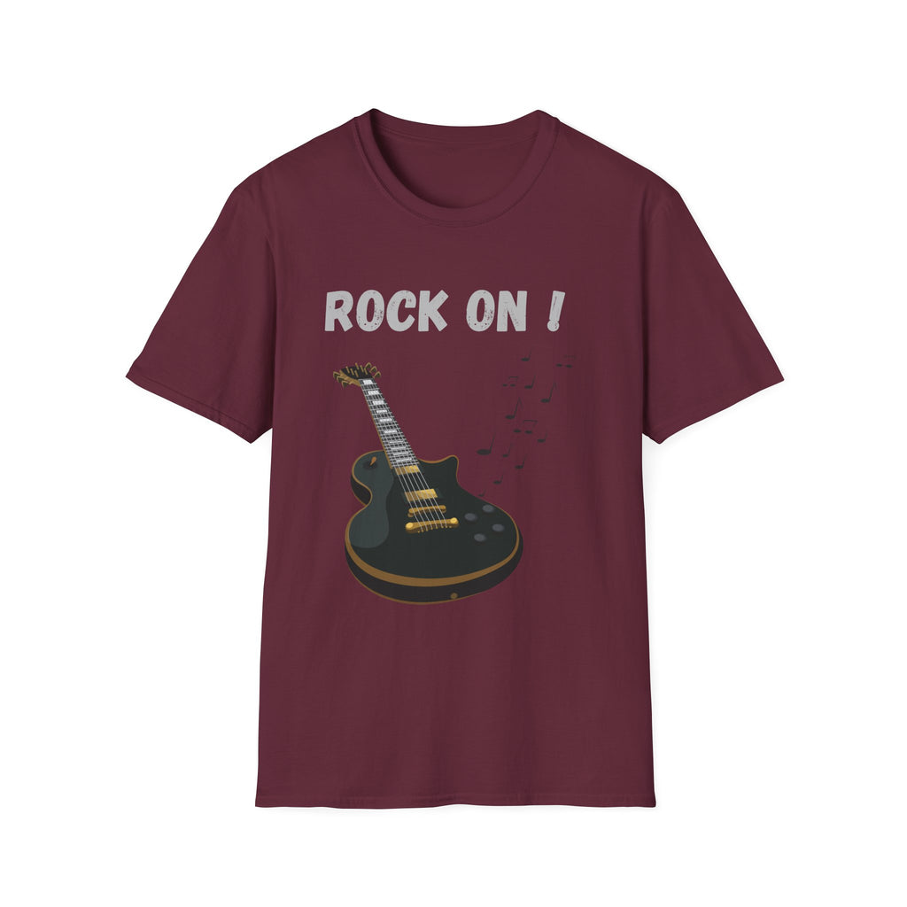 Rock On Guitar Music Lover Design | Electric Guitar Rock Fan Graphic  — Music Lover Graphic Tee