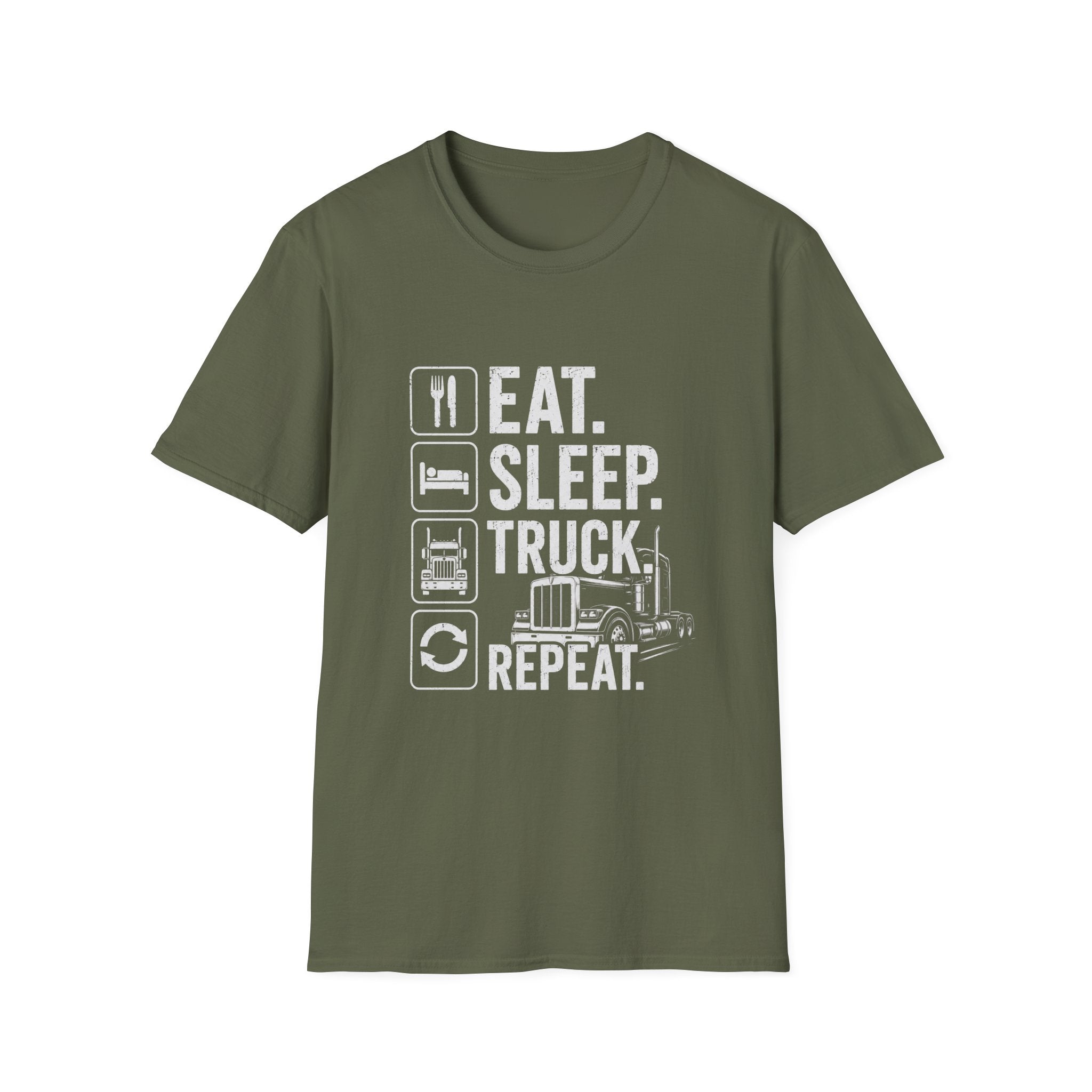 Eat. Sleep. Truck. Repeat. T-Shirt — Trucker Life Graphic Tee - Funny Truck Driver Lifestyle Design