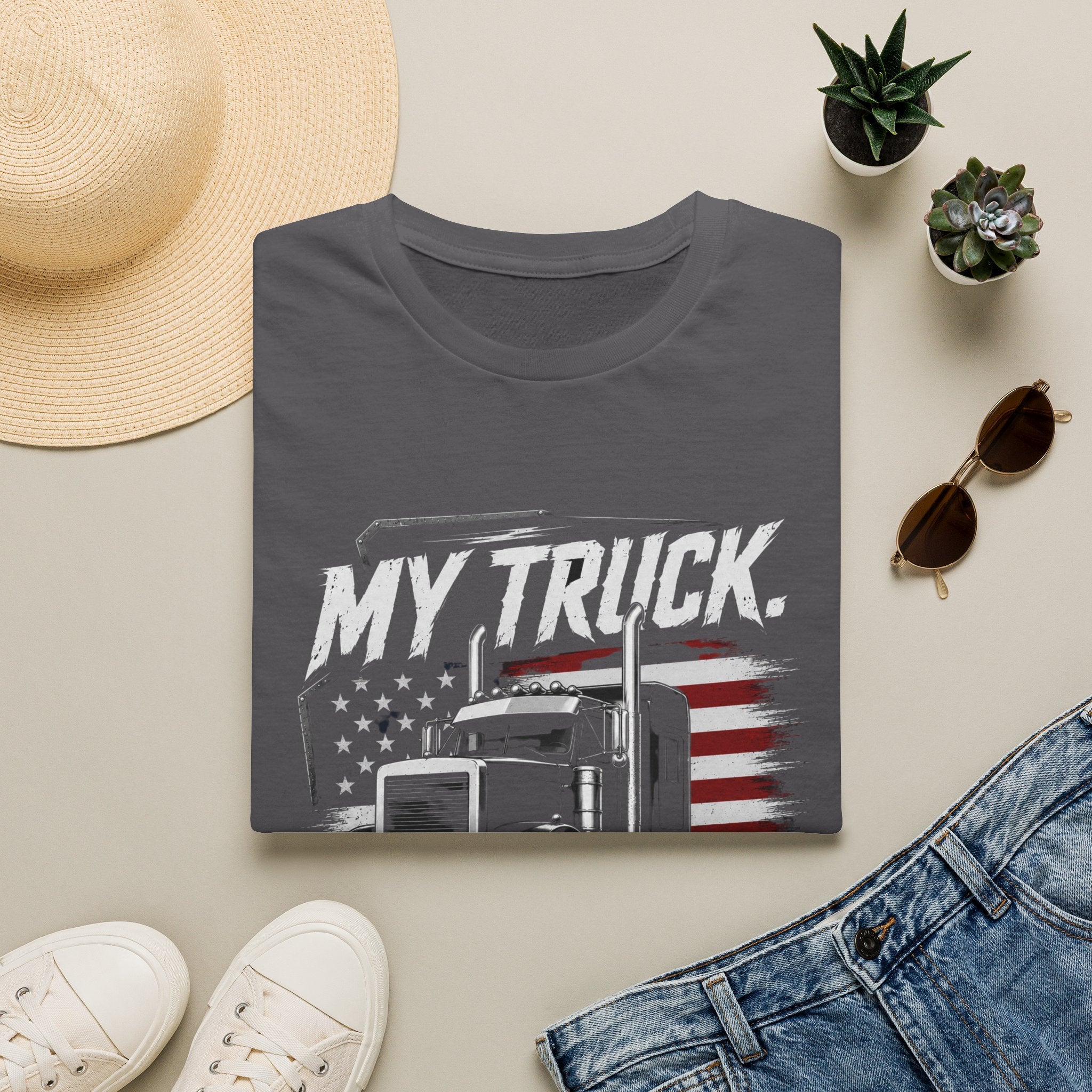 My Truck My Rules T‑Shirt — Patriotic Semi Truck Driver Tee - American Truck Driver Vintage Design