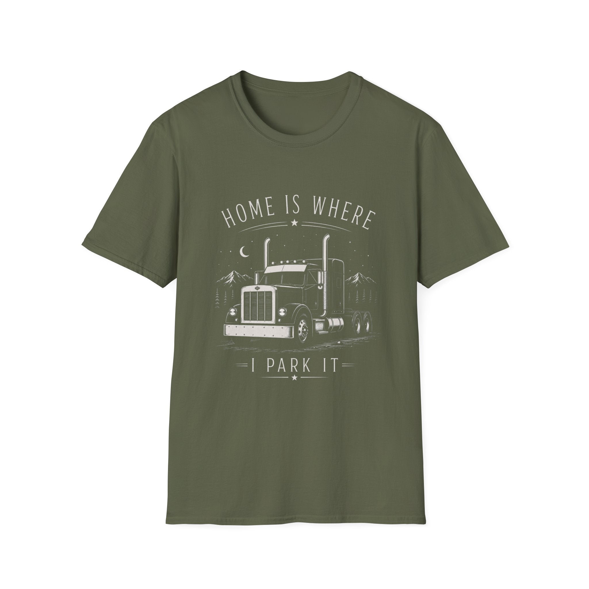 Home Is Where I Park It Trucker T-Shirt - Trucker Life & Freedom Design
