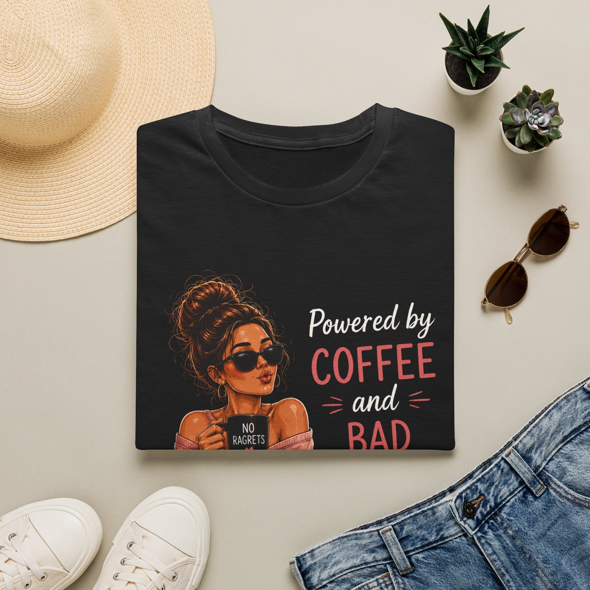Powered by Coffee and Bad Decisions – Funny Coffee Lover Women's Design