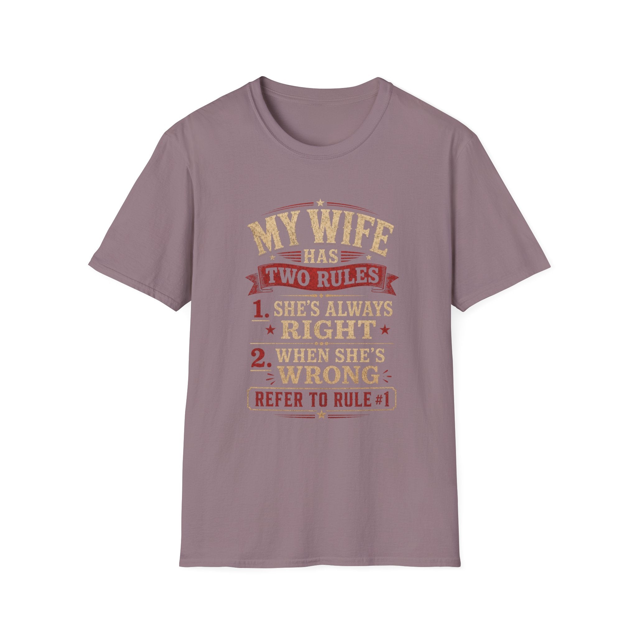 “My Wife Has Two Rules” Funny Couples Humor Tee -  Funny Marriage Humor Vintage Design
