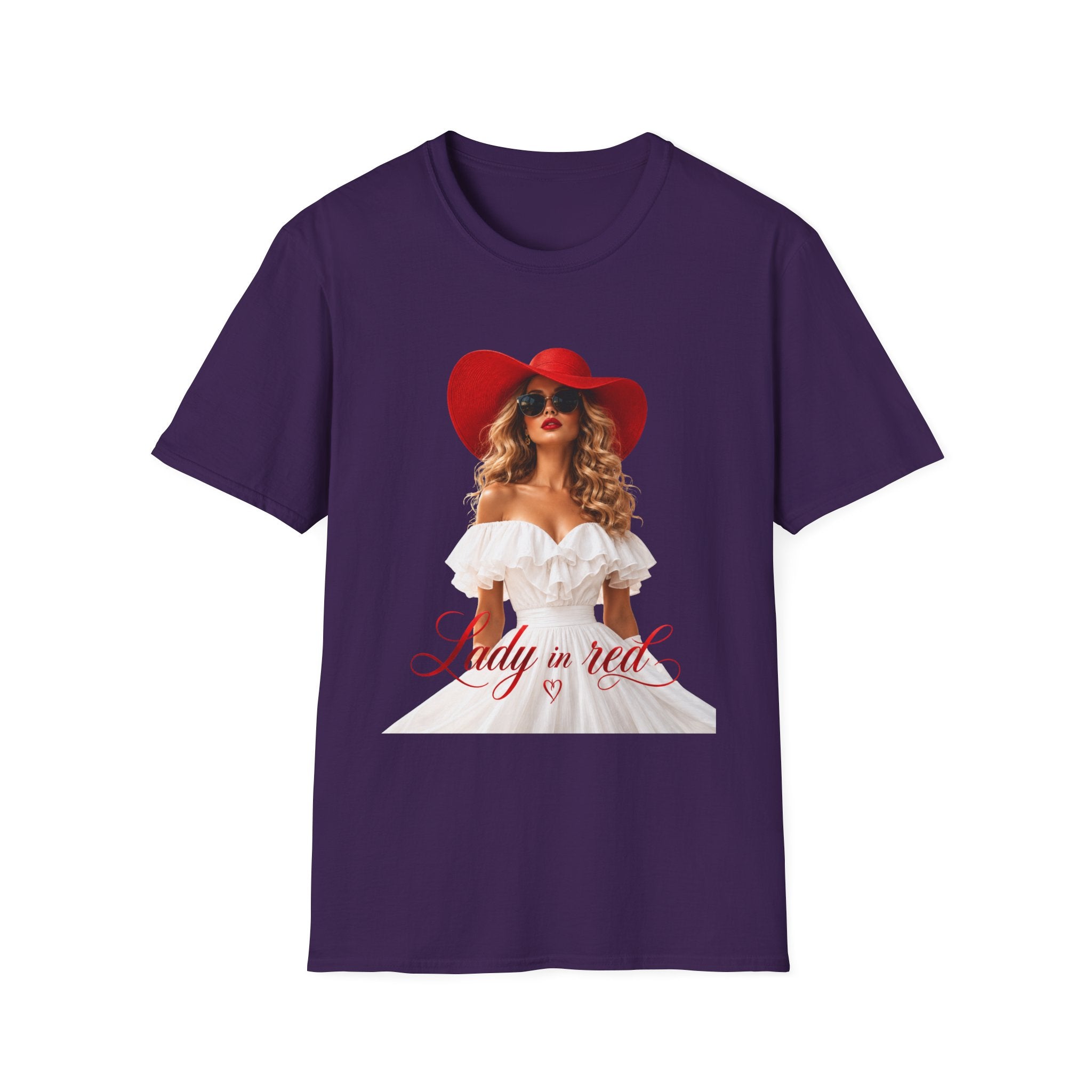 Woman in Red Graphic Tee — "Lady in Red" Vintage Glam Fashion Shirt