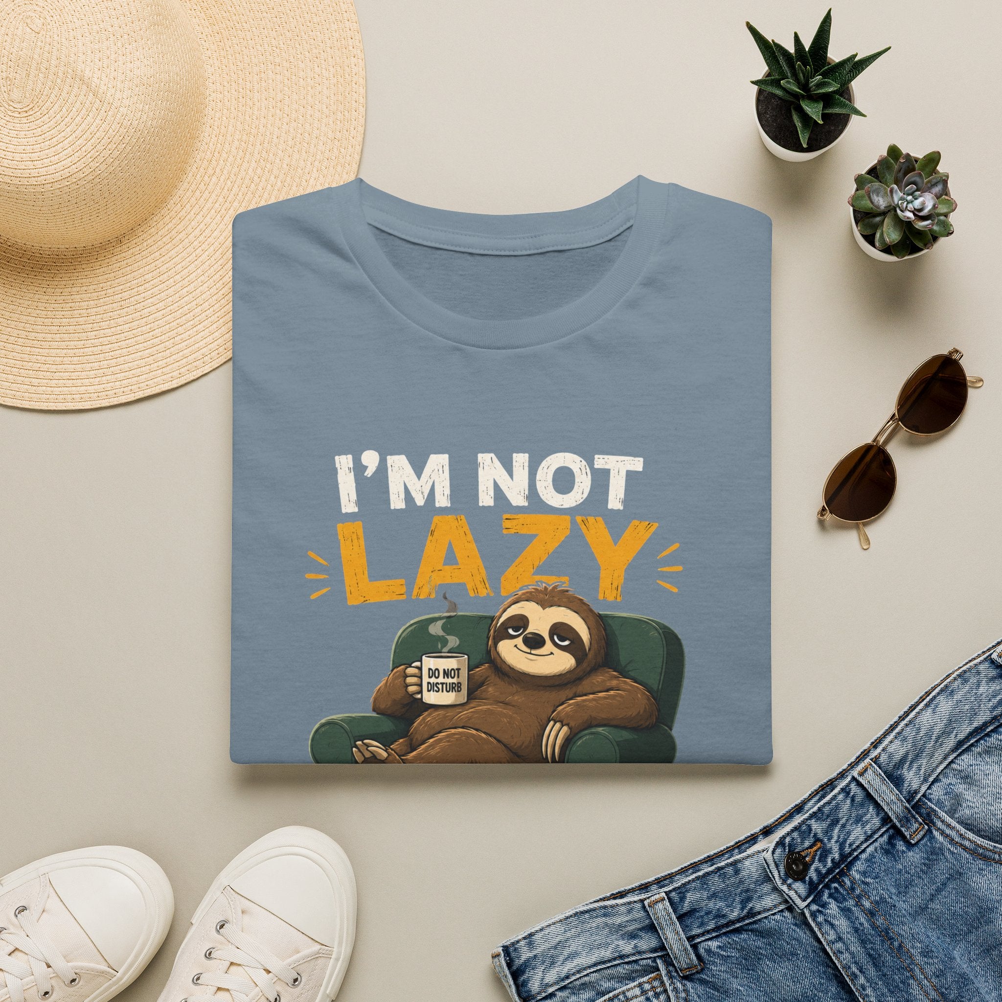 I'm Not Lazy, I'm on Energy Saving Mode – Funny Sloth Coffee Lover Design — Energy Saving Mode Graphic Tee