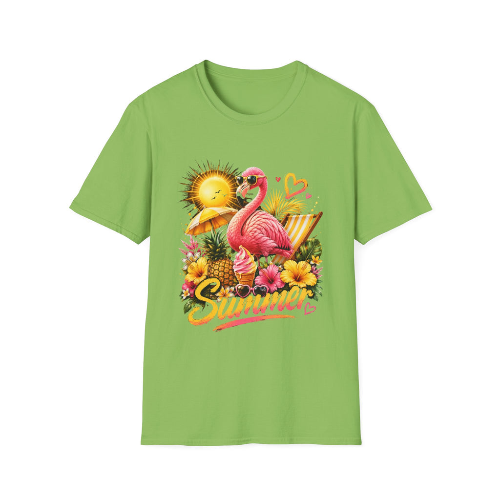 Summer Flamingo T-Shirt — Tropical Sunset Beach Graphic Tee