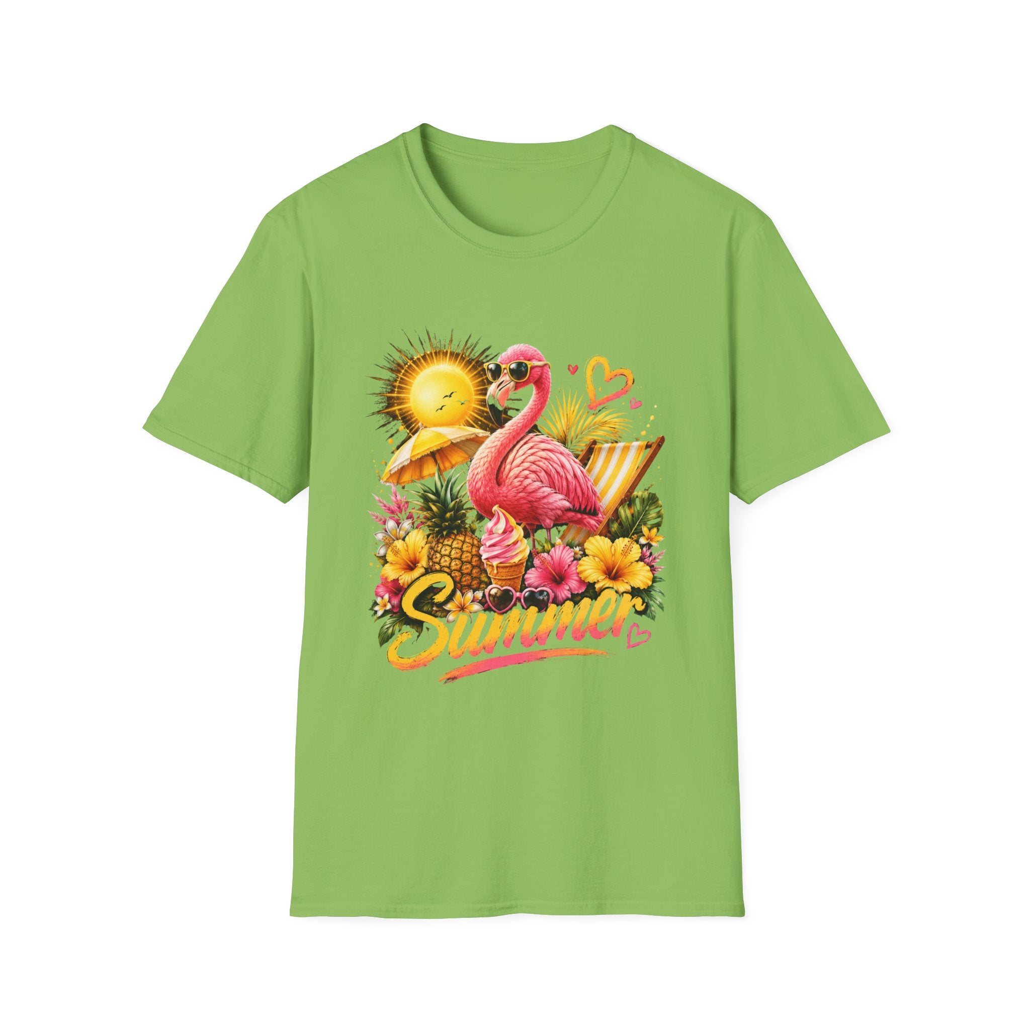 Summer Flamingo T-Shirt — Tropical Sunset Beach Graphic Tee