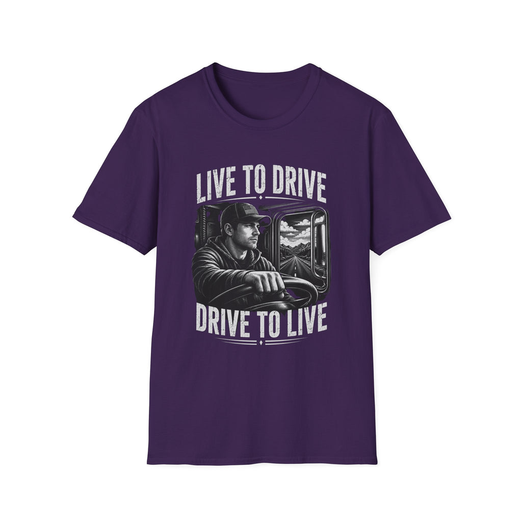 Live to Drive Trucker T‑Shirt — ‘Live to Drive, Drive to Live’ Graphic Tee