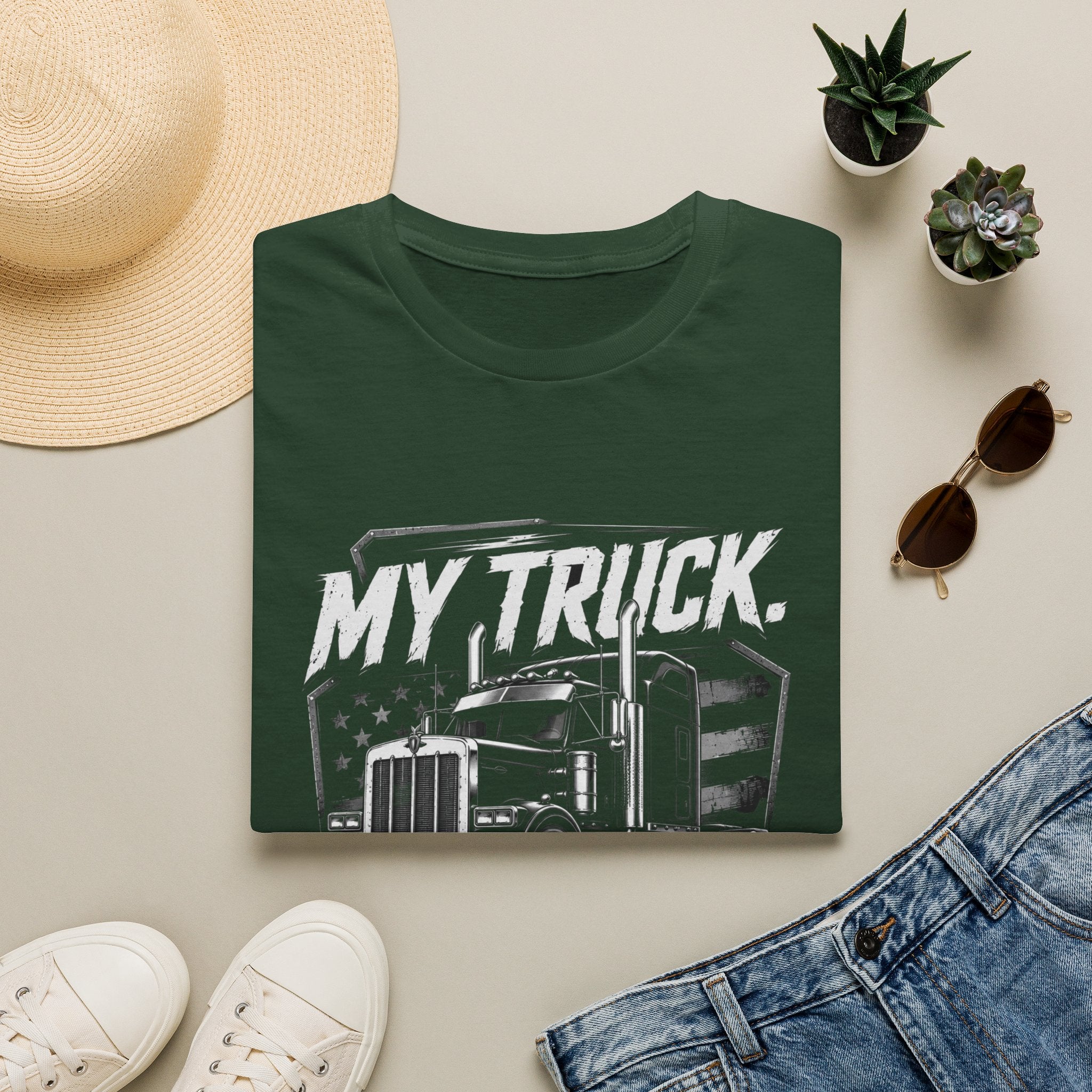 Trucker Tee — “My Truck. My Rules.” Graphic T-Shirt for Truck Drivers & Enthusiasts - American Truck Driver Vintage Design