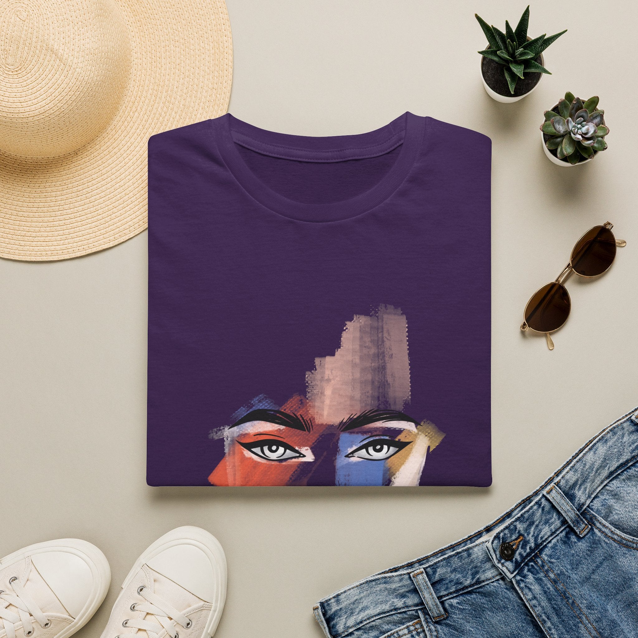 Abstract Painted Face T-Shirt — "Queen of Life" Artistic Graphic Tee