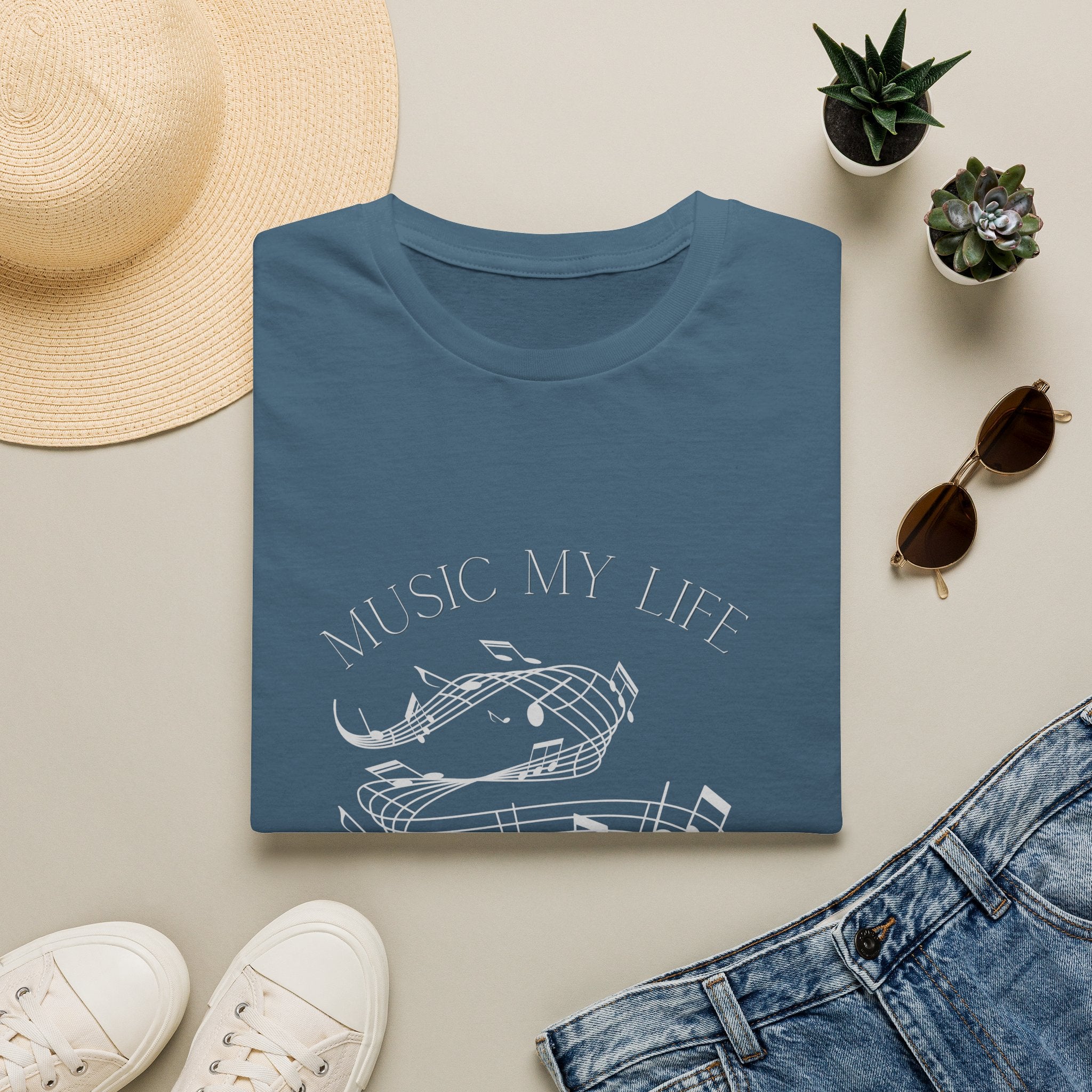 Music Is My Life T-Shirt — Retro Cassette & Notes Tee for Music Lovers - Elegant Musical Notes Lover Design