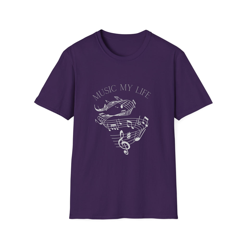 Music Is My Life T-Shirt — Retro Cassette & Notes Tee for Music Lovers - Elegant Musical Notes Lover Design