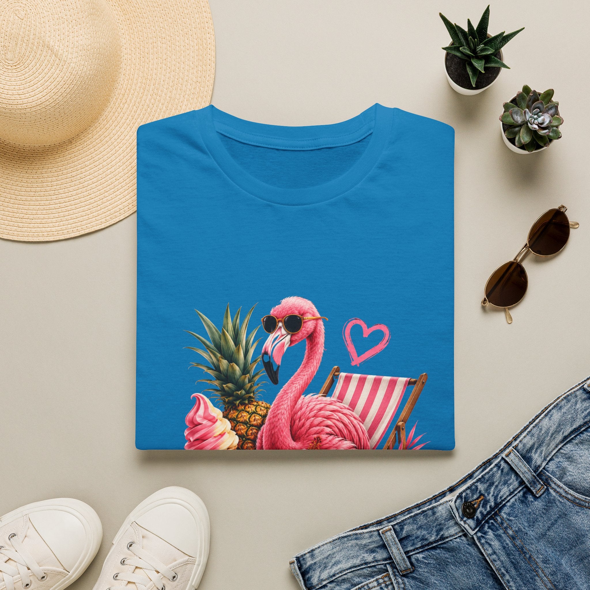 Flamingo Summer T-Shirt — Tropical Pineapple Beach Vibes