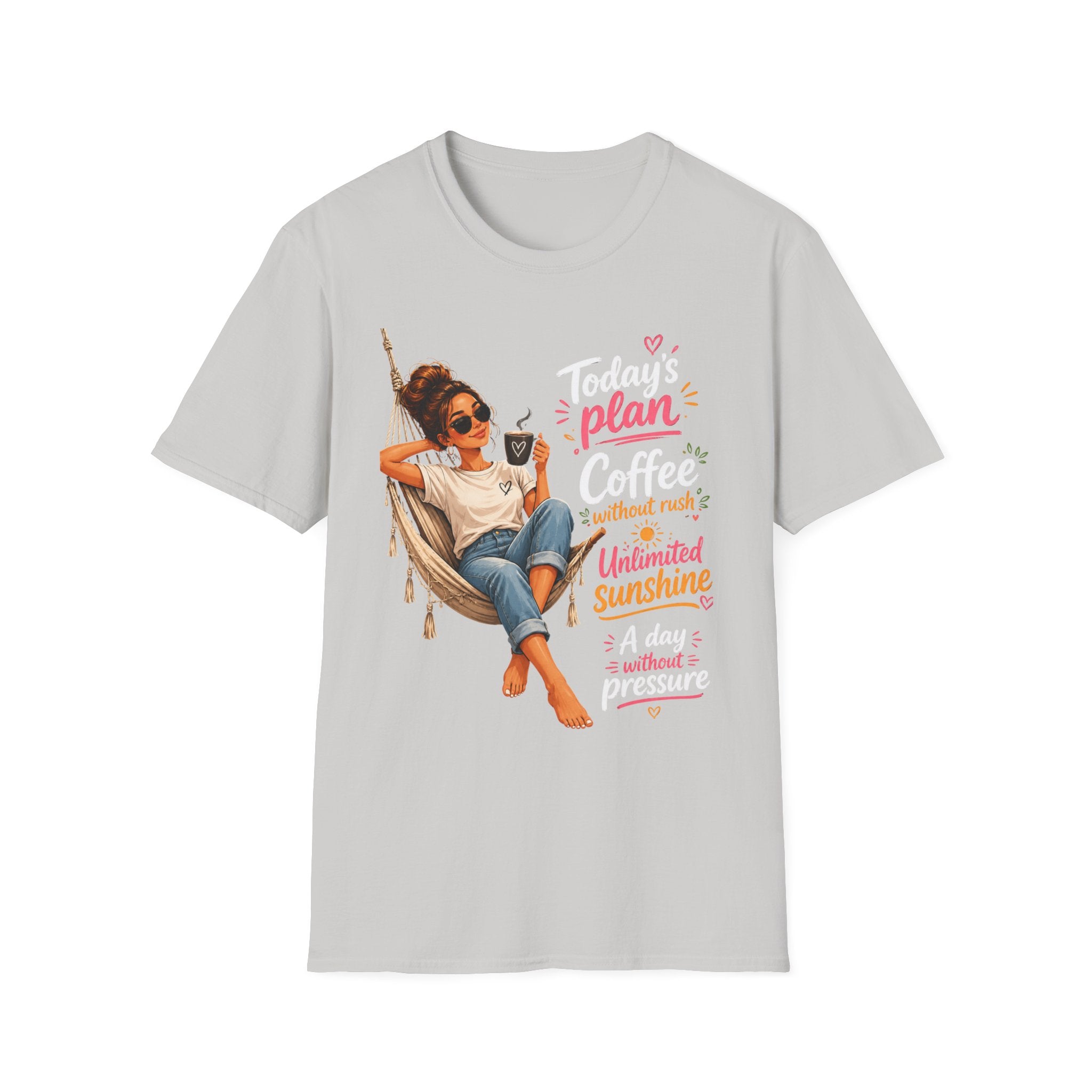 Coffee Tee — "Today's Plan: Coffee Without Rush" Relaxed Lounge T-Shirt