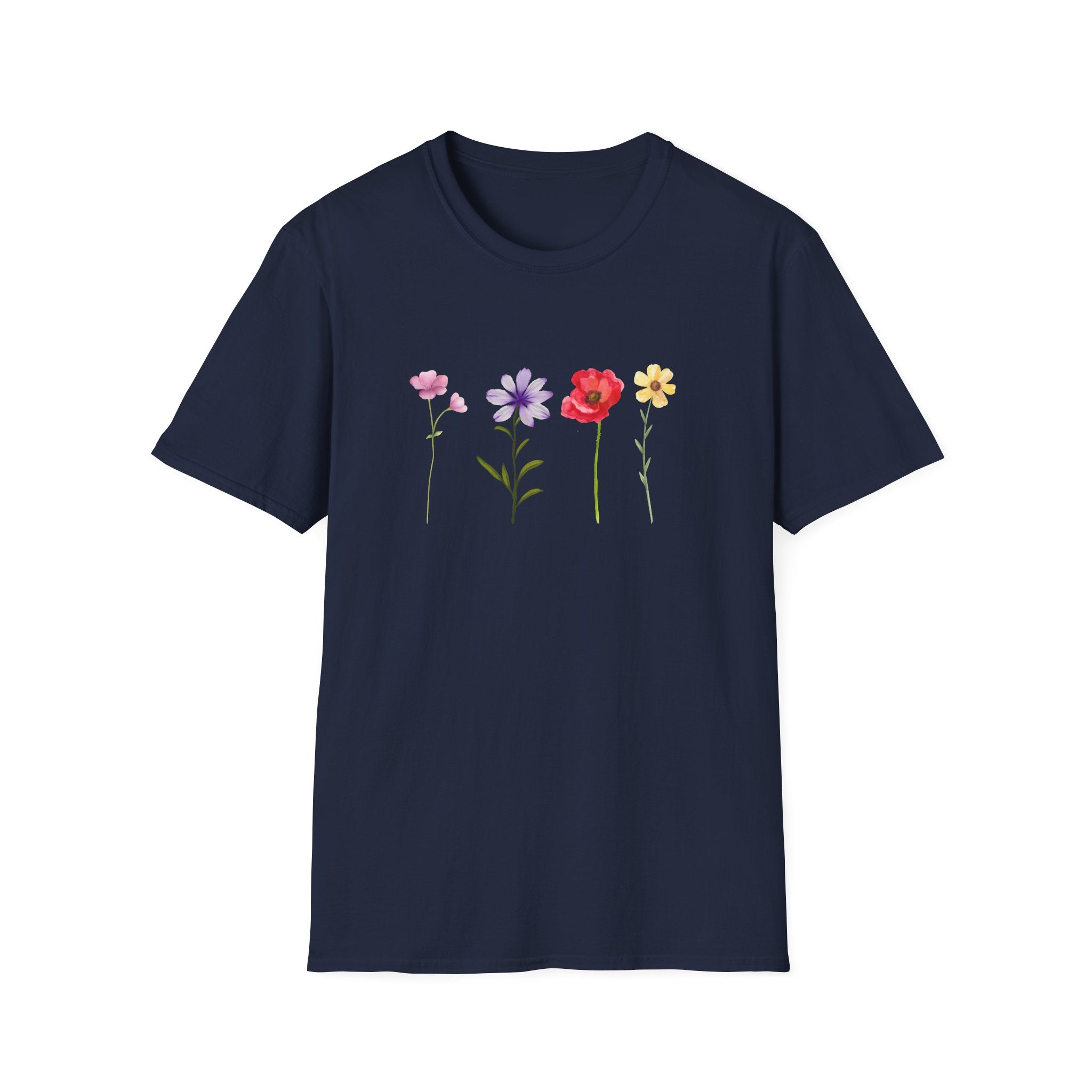 Delicate Wildflower Collection – Watercolor Botanical Floral Illustration Tee