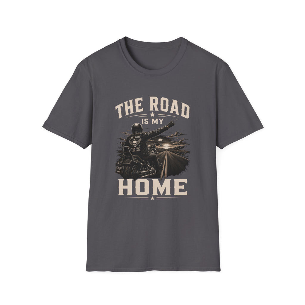 Road Is My Home Motorcycle T-Shirt — Vintage Biker Travel Tee-  Vintage Freedom Design