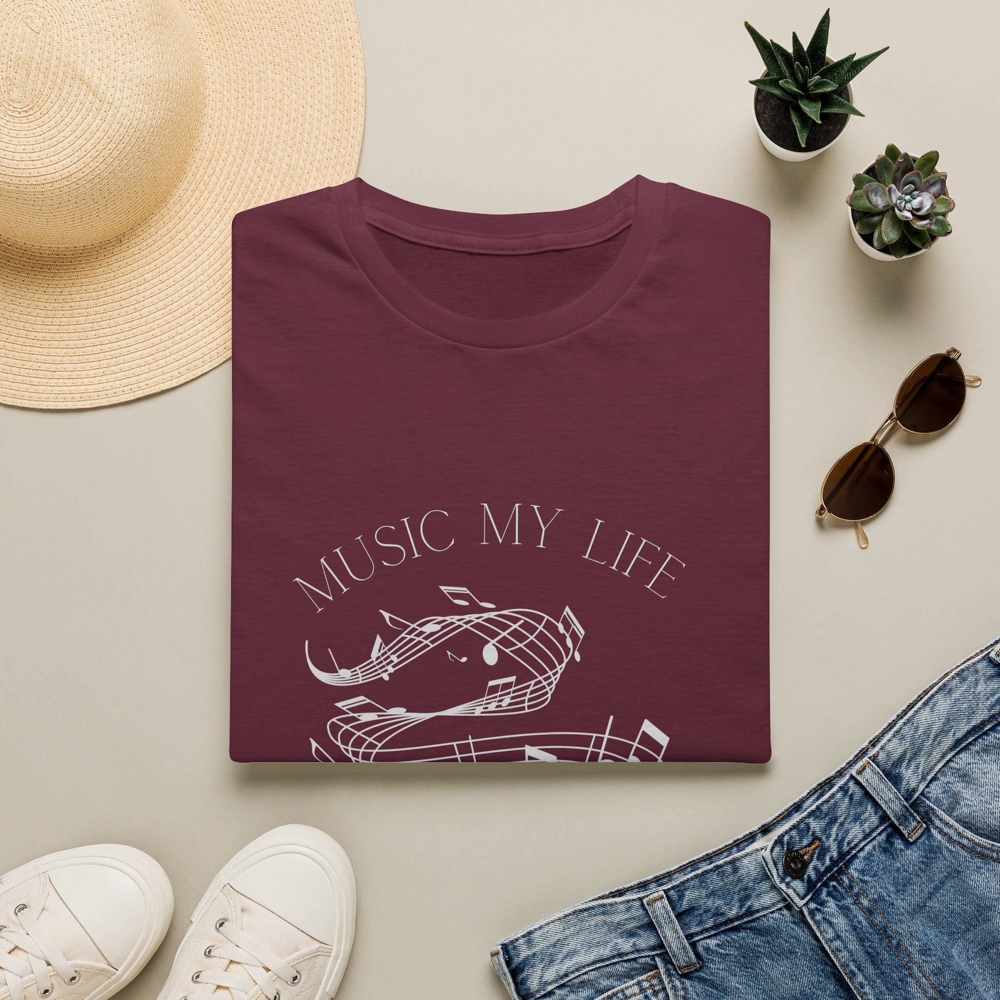 Music Is My Life T-Shirt — Retro Cassette & Notes Tee for Music Lovers - Elegant Musical Notes Lover Design