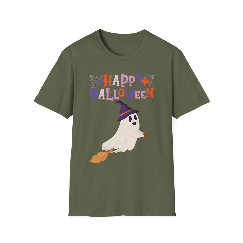 Happy Halloween Ghost T-Shirt — Cute Spooky Costume Tee | Funny Spooky Ghost Halloween Tee for Women Kids & Family