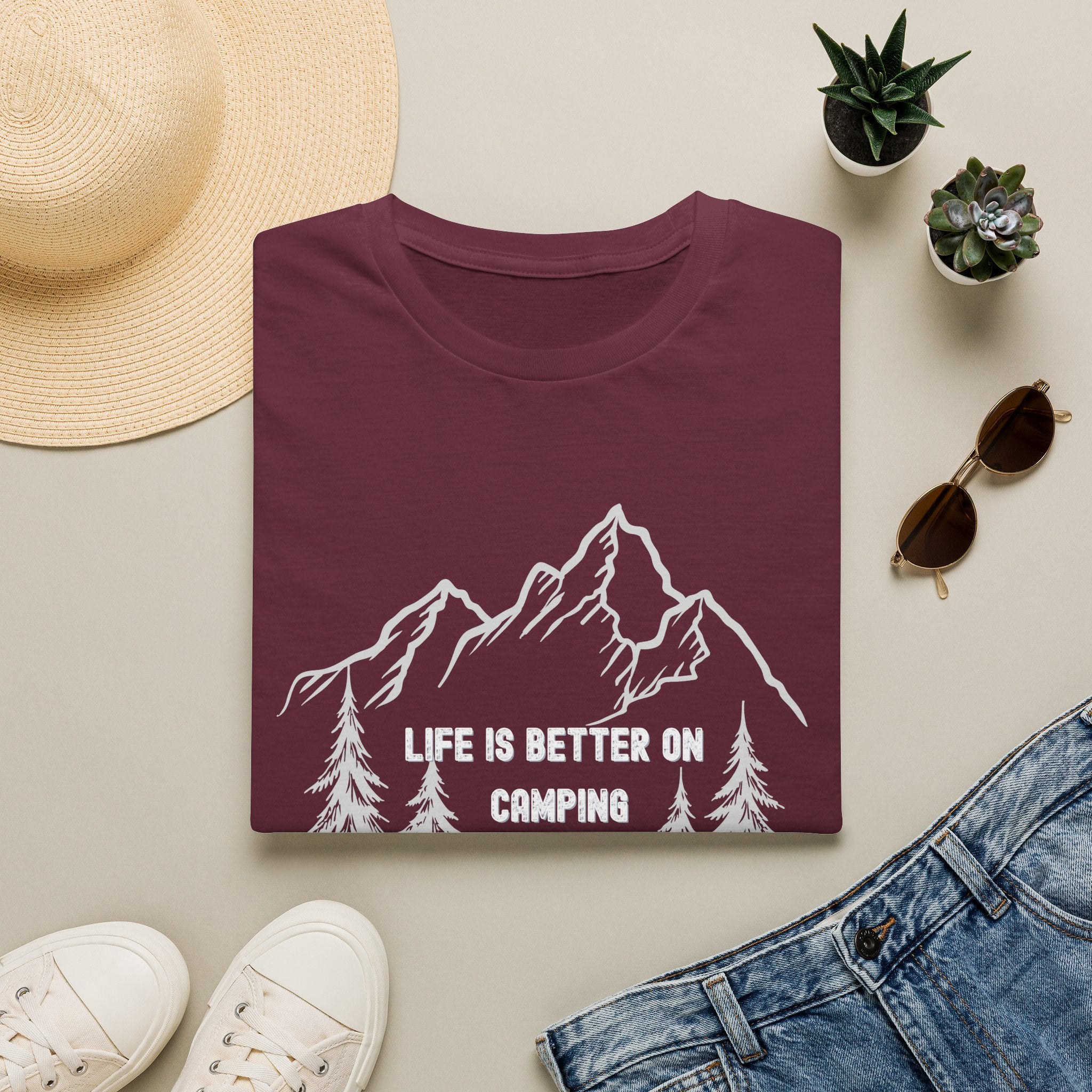 Camping T-Shirt - "Life Is Better On Camping" Mountain & Tent Graphic