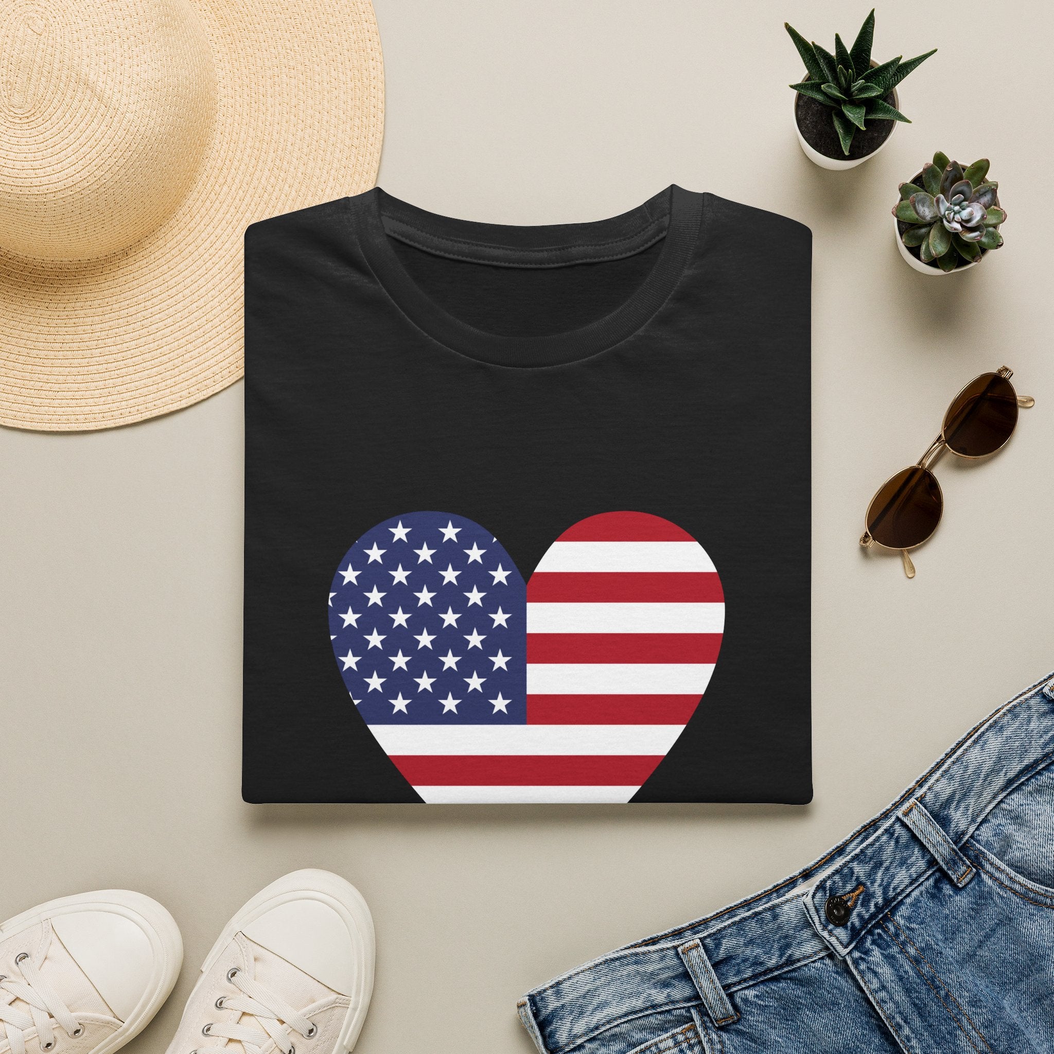 American Flag Heart T-Shirt — 4th of July Patriotic Tee