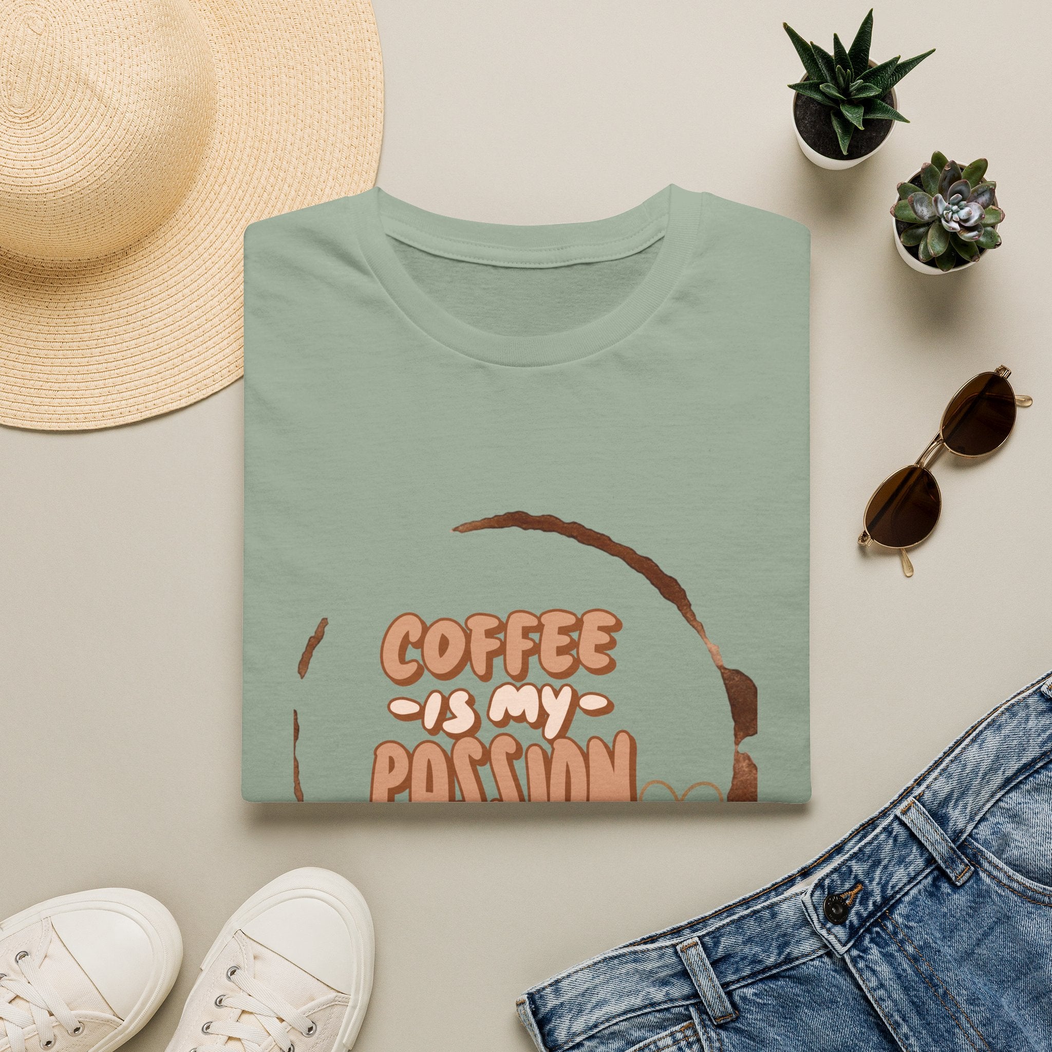 Coffee Is My Passion T-Shirt — Retro Coffee Stain Graphic Tee for Coffee Lovers