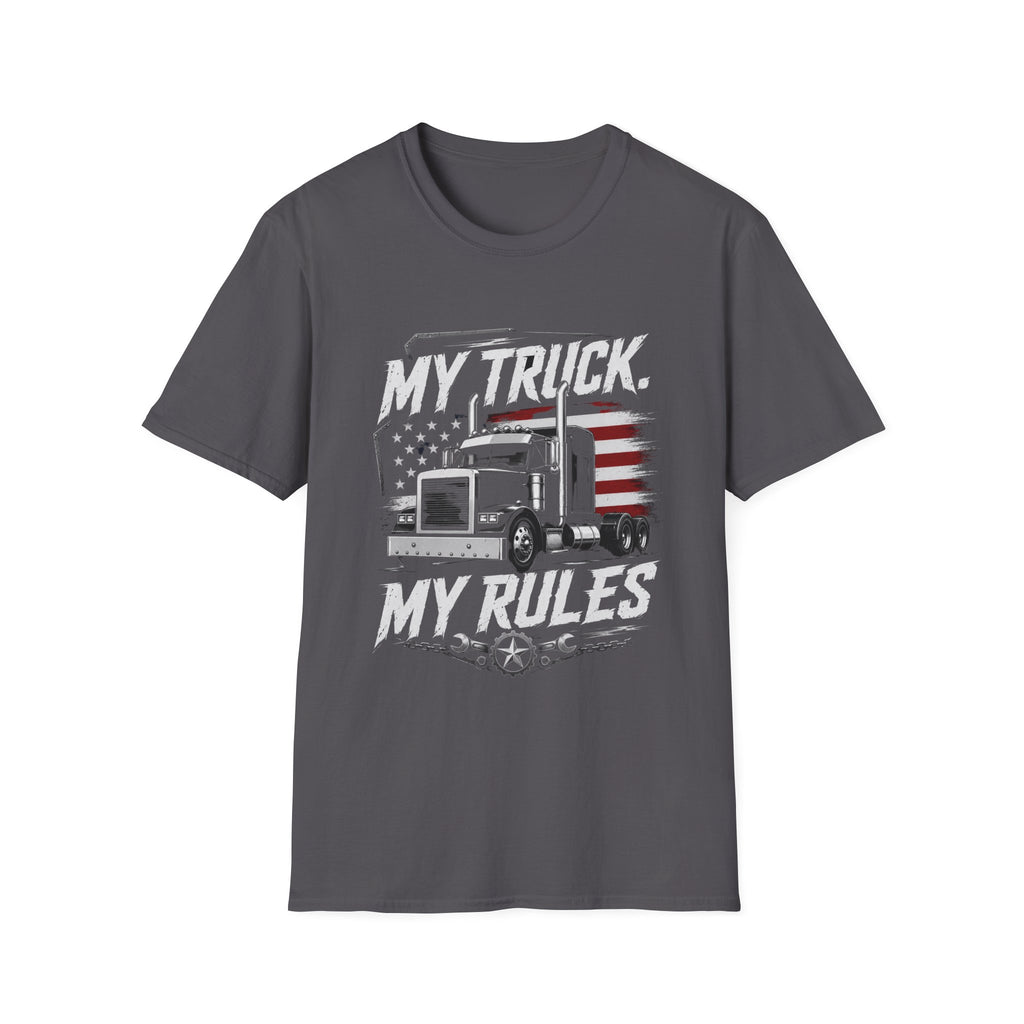 My Truck My Rules T‑Shirt — Patriotic Semi Truck Driver Tee - American Truck Driver Vintage Design