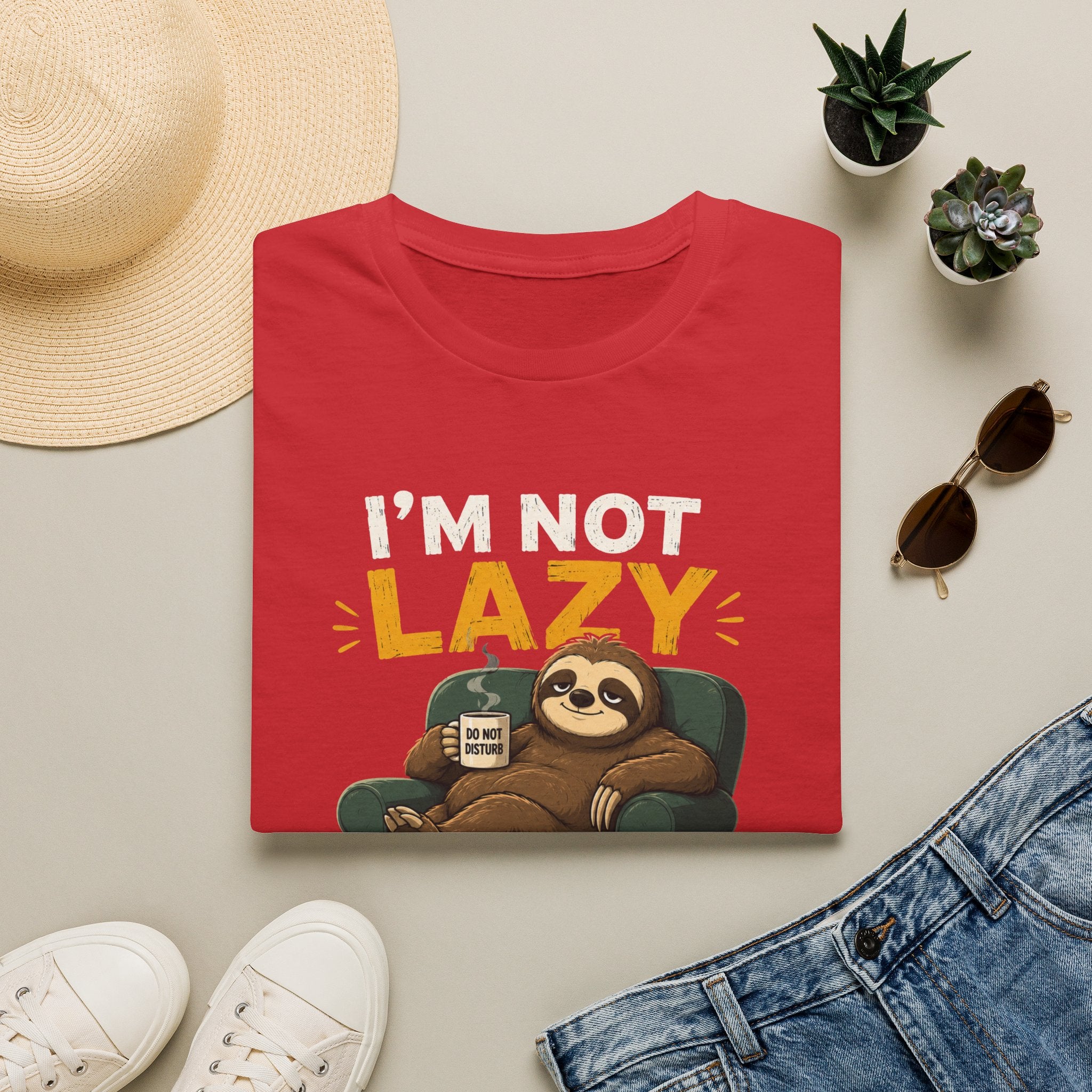 I'm Not Lazy, I'm on Energy Saving Mode – Funny Sloth Coffee Lover Design — Energy Saving Mode Graphic Tee